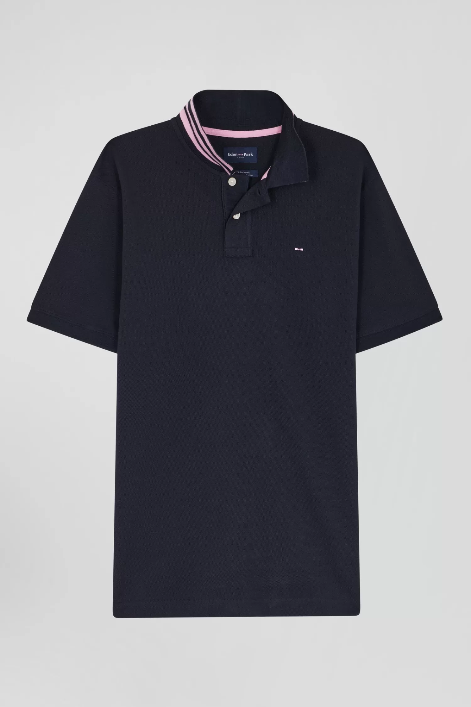 Eden Park Regular navy blue short-sleeved cotton piqué polo shirt< Polos