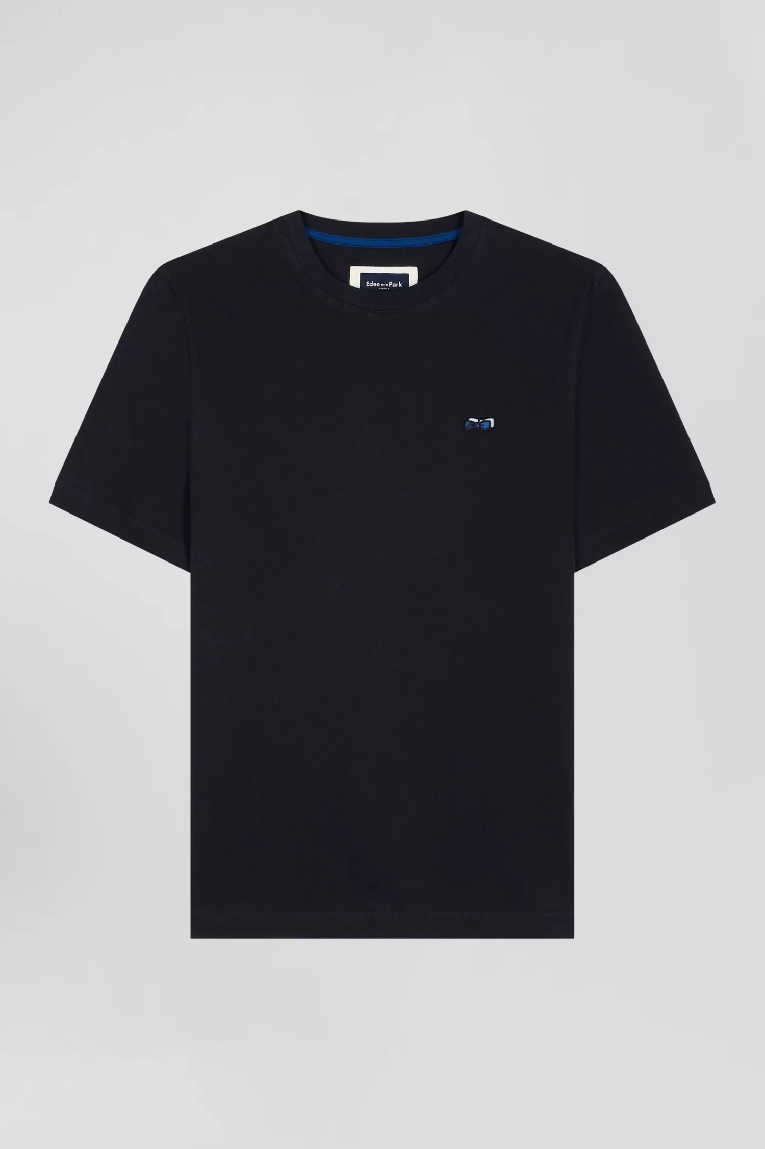 Eden Park Regular navy blue short-sleeved cotton T-shirt with back embroidery< T-shirts