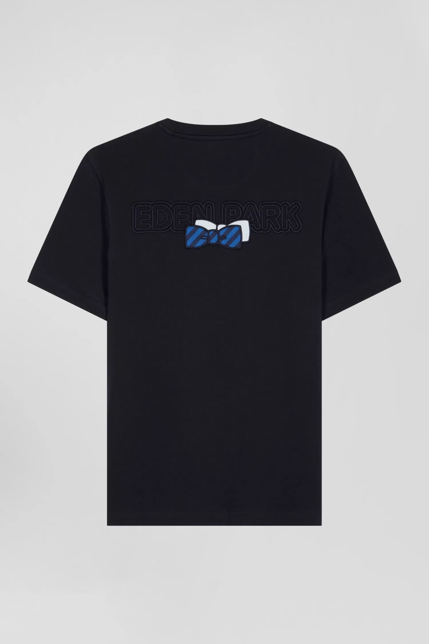 Eden Park Regular navy blue short-sleeved cotton T-shirt with back embroidery< T-shirts