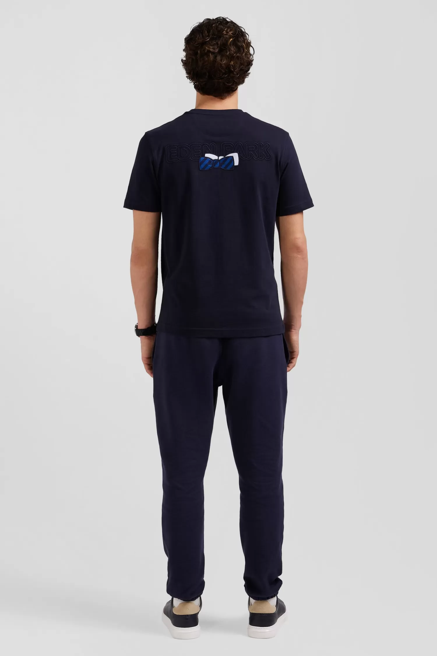 Eden Park Regular navy blue short-sleeved cotton T-shirt with back embroidery< T-shirts