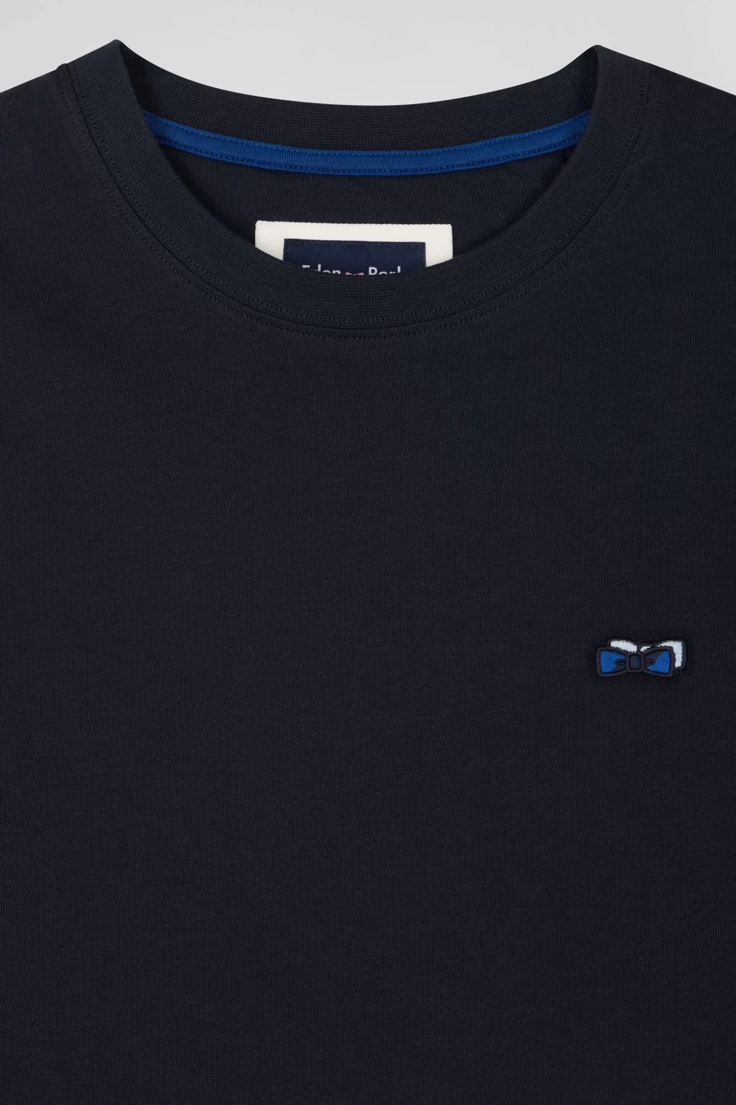 Eden Park Regular navy blue short-sleeved cotton T-shirt with back embroidery< T-shirts