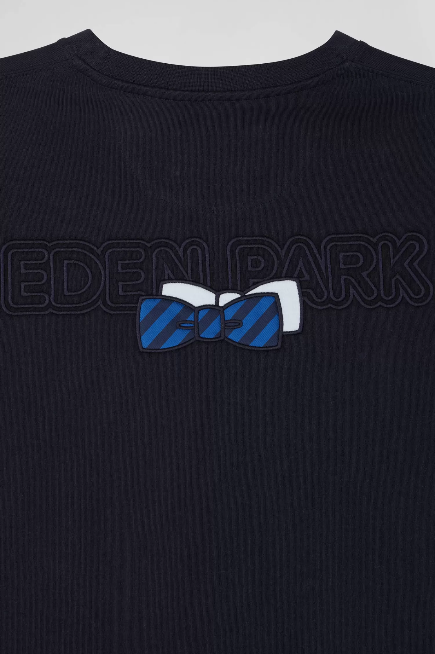 Eden Park Regular navy blue short-sleeved cotton T-shirt with back embroidery< T-shirts
