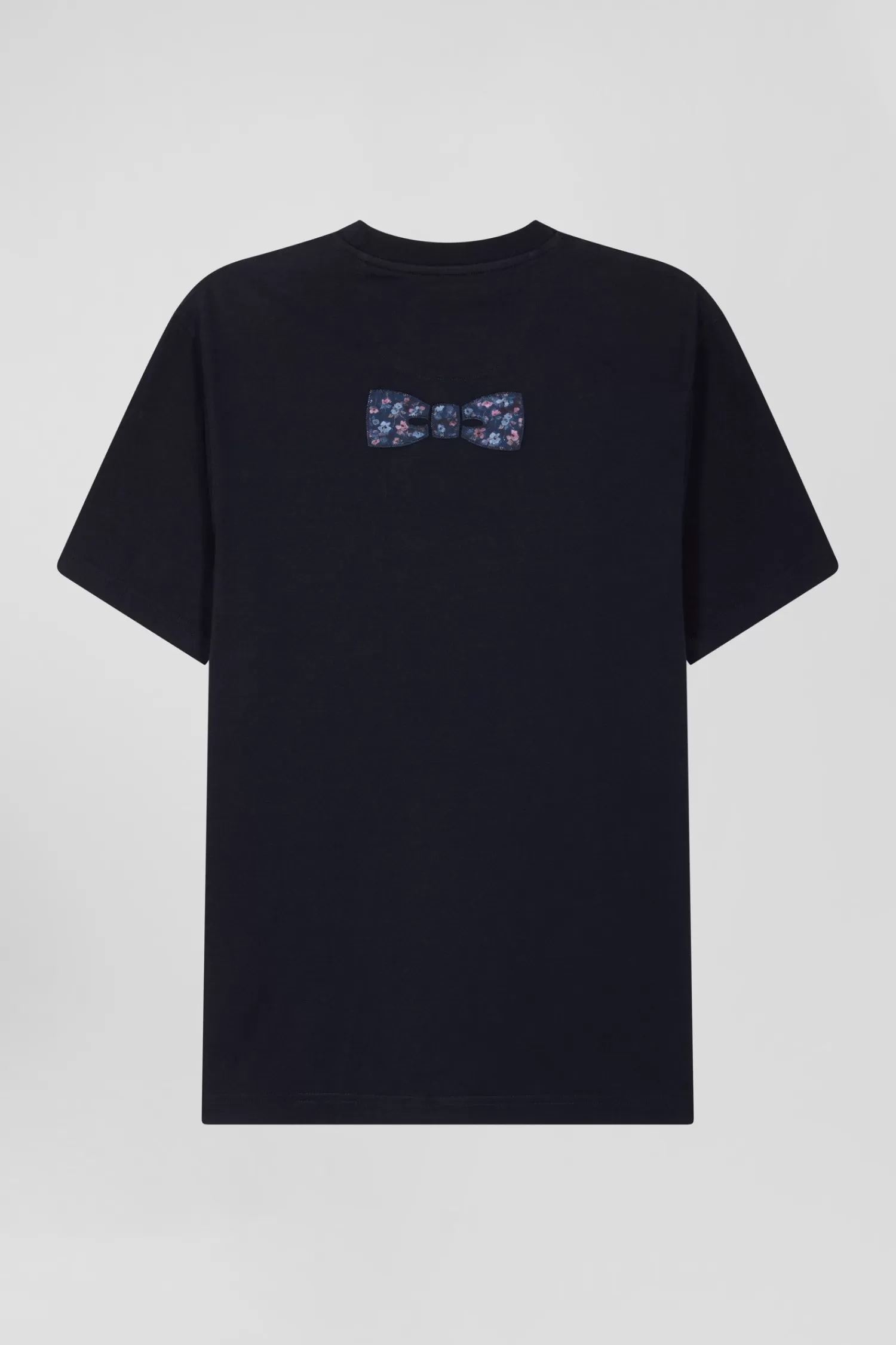 Eden Park Regular navy blue short-sleeved cotton T-shirt with back patch< T-shirts