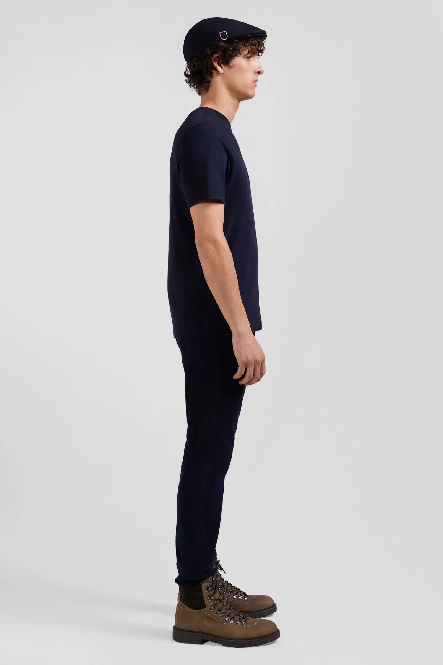 Eden Park Regular navy blue short-sleeved cotton T-shirt with back patch< T-shirts