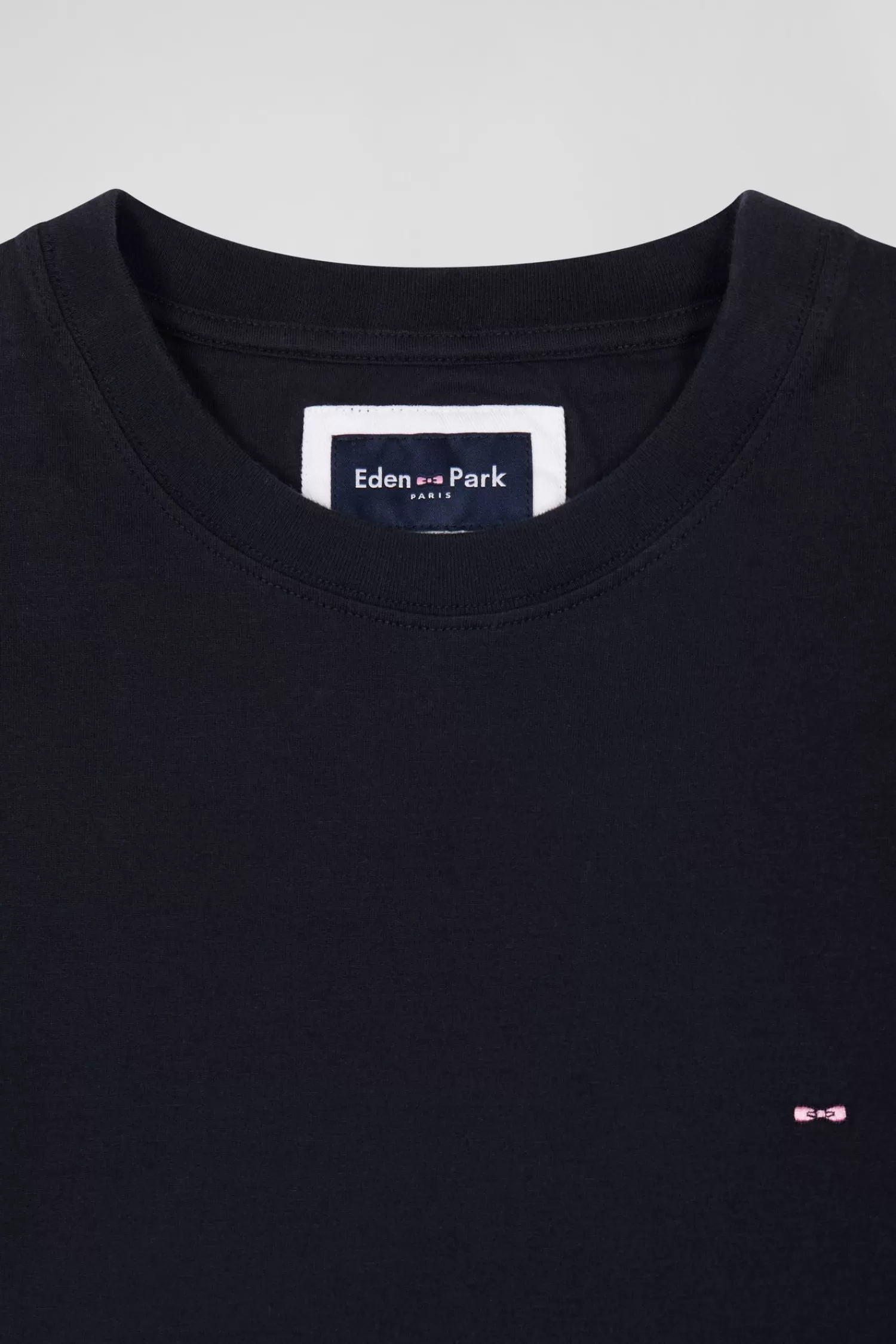 Eden Park Regular navy blue short-sleeved cotton T-shirt with back patch< T-shirts