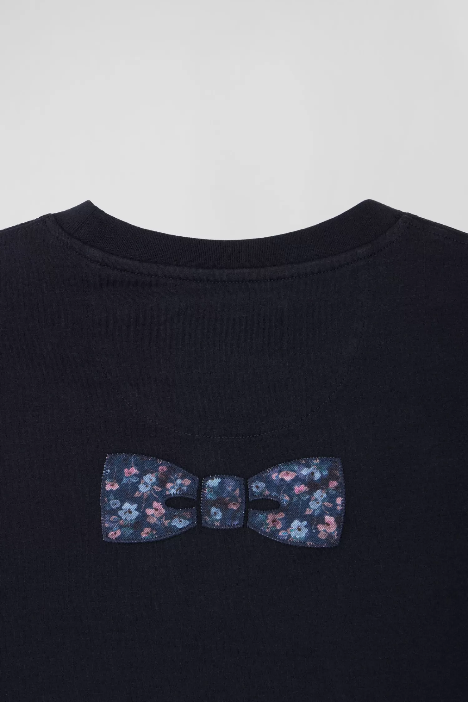 Eden Park Regular navy blue short-sleeved cotton T-shirt with back patch< T-shirts