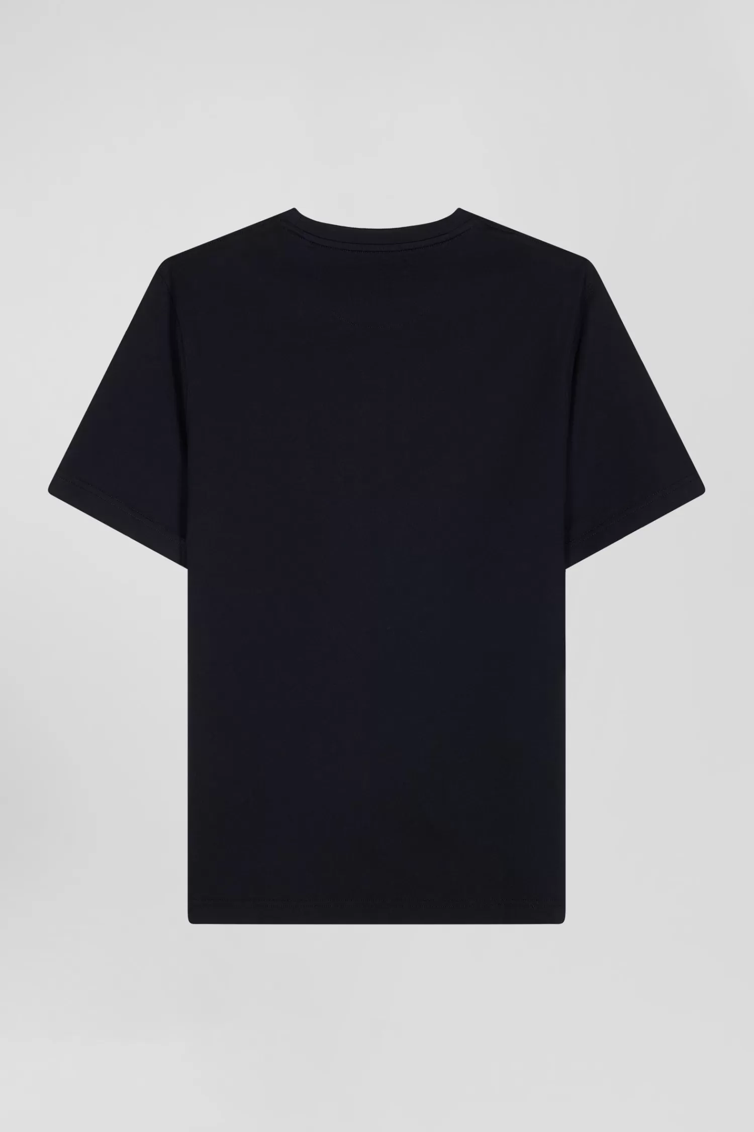 Eden Park Regular navy blue short-sleeved cotton T-shirt with tie patchwork emblem< T-shirts