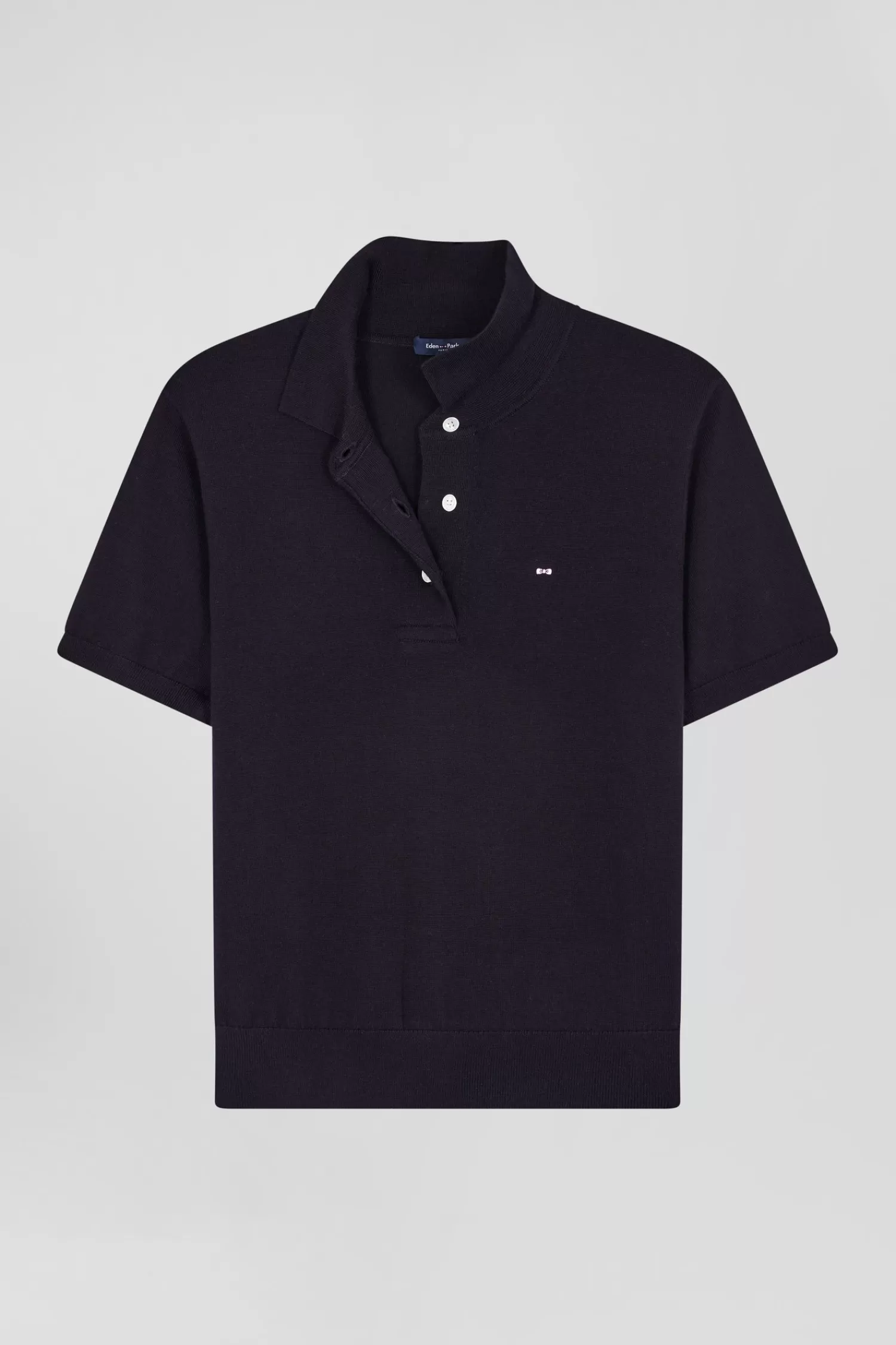 Eden Park Regular navy blue short-sleeved wool polo neck jumper<Women Sweaters