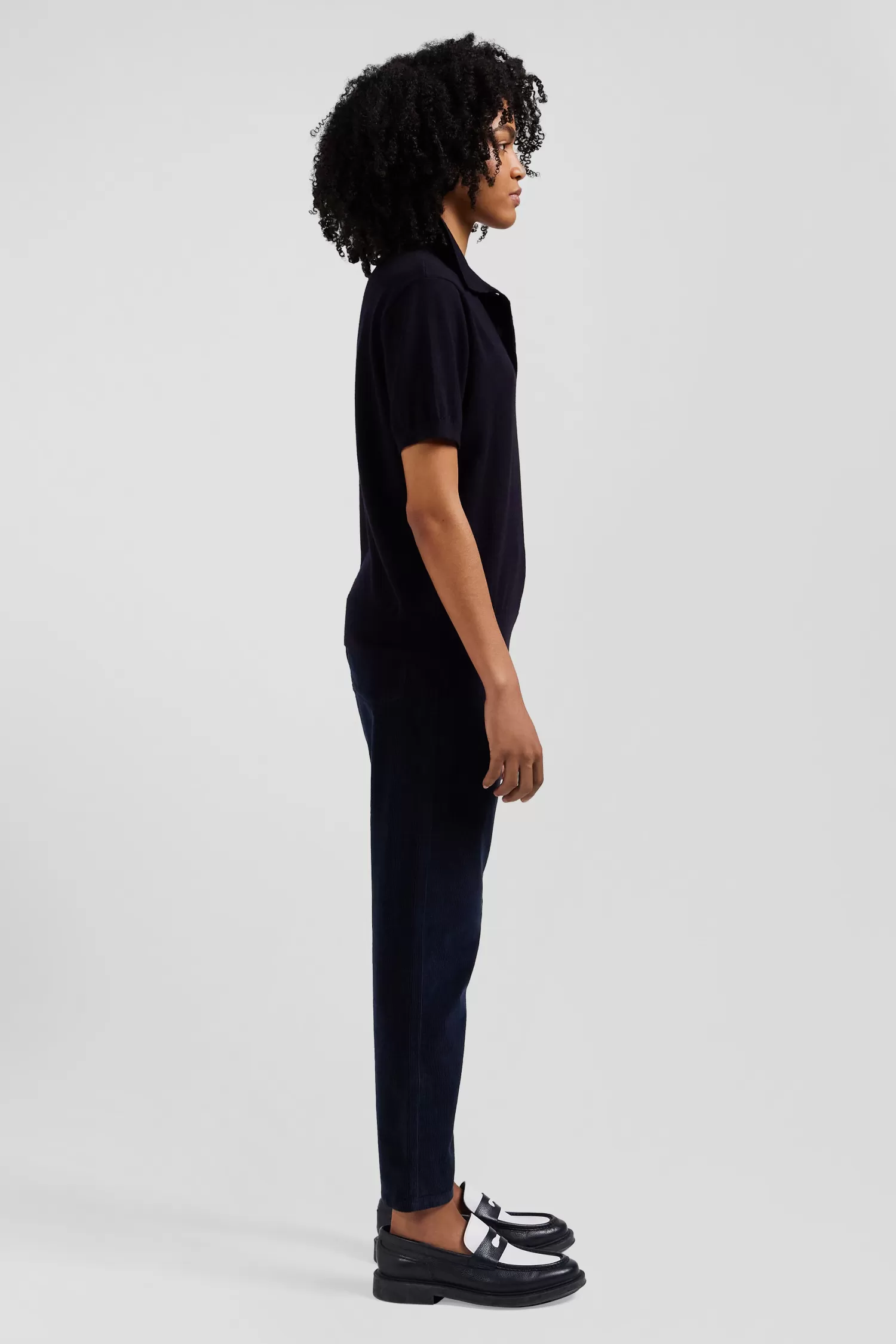 regular_navy_blue_shortsleeved_wool_polo_neck_jumper_4.webp Eden Park Regular navy blue short-sleeved wool polo neck jumper<Women Sweaters