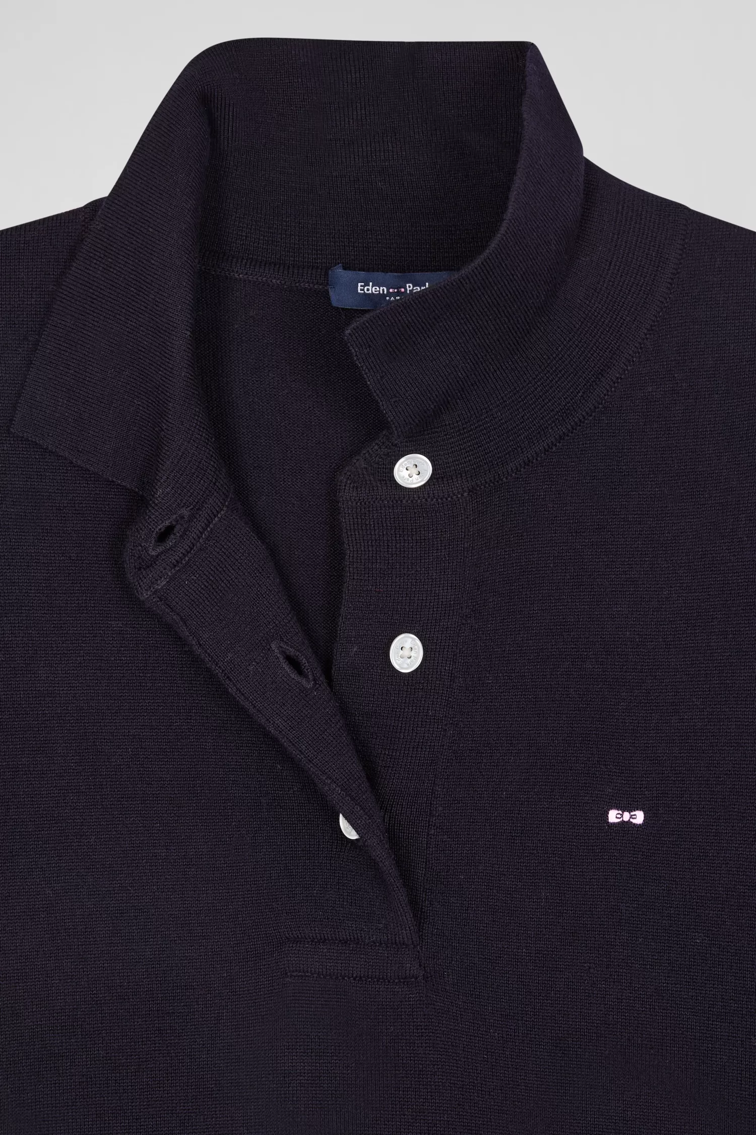 regular_navy_blue_shortsleeved_wool_polo_neck_jumper_6.webp Eden Park Regular navy blue short-sleeved wool polo neck jumper<Women Sweaters