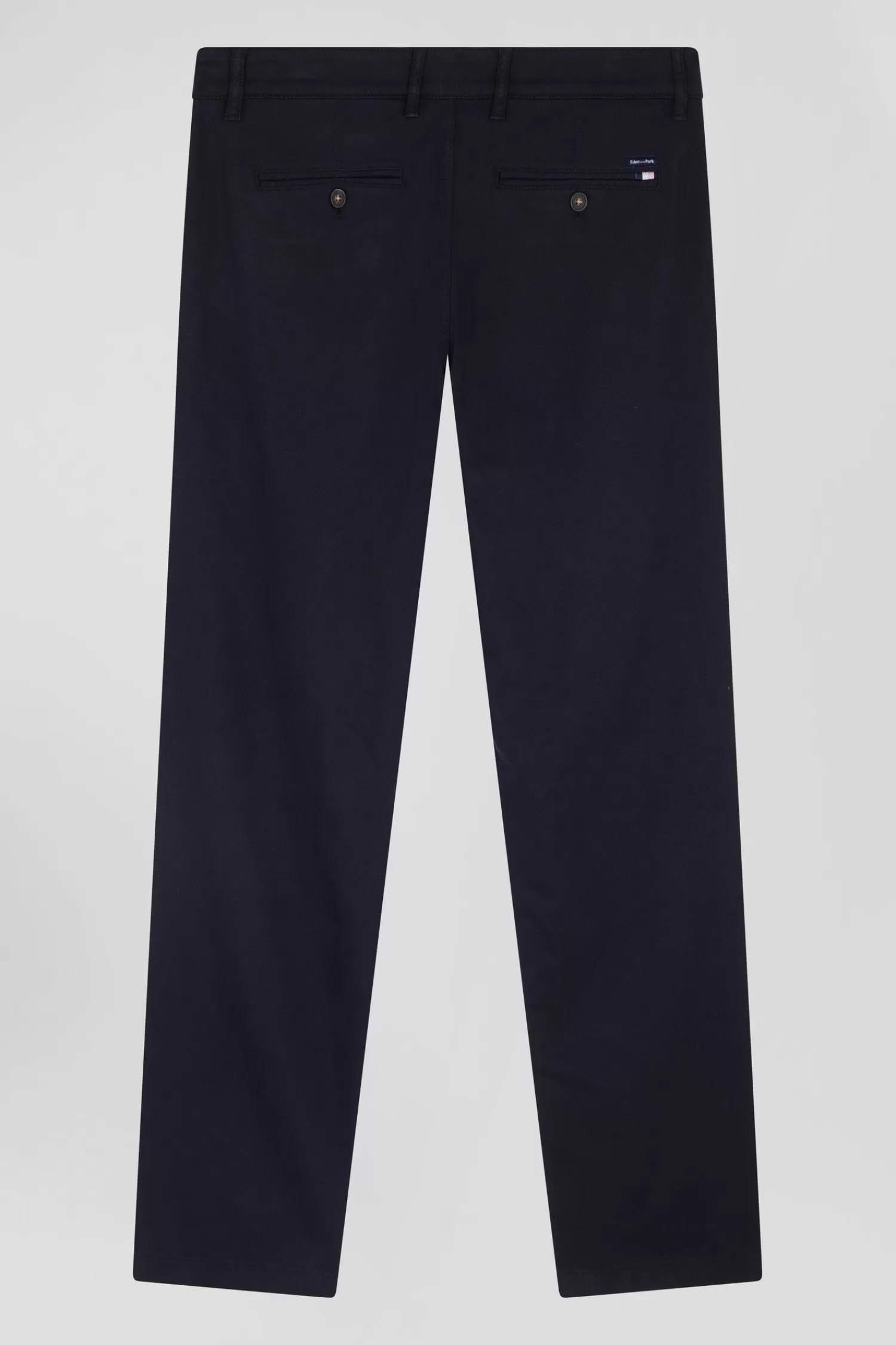 Eden Park Regular navy blue stretch cotton piqué and modal chino trousers< Pants