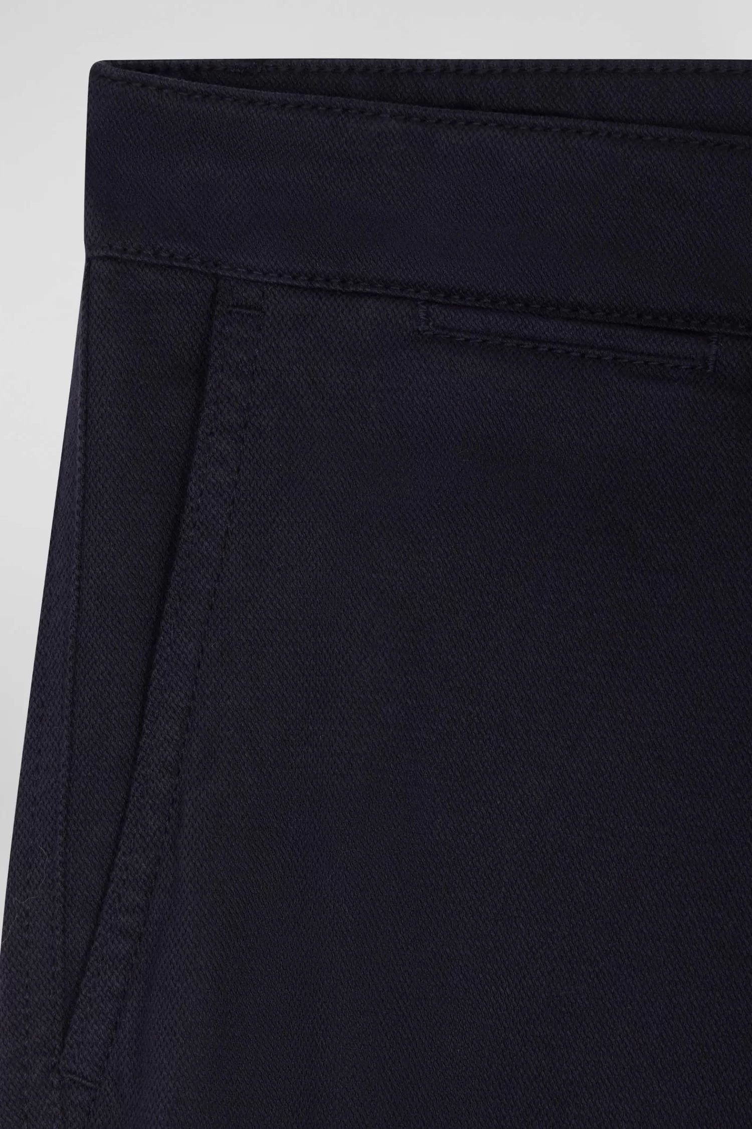 Eden Park Regular navy blue stretch cotton piqué and modal chino trousers< Pants