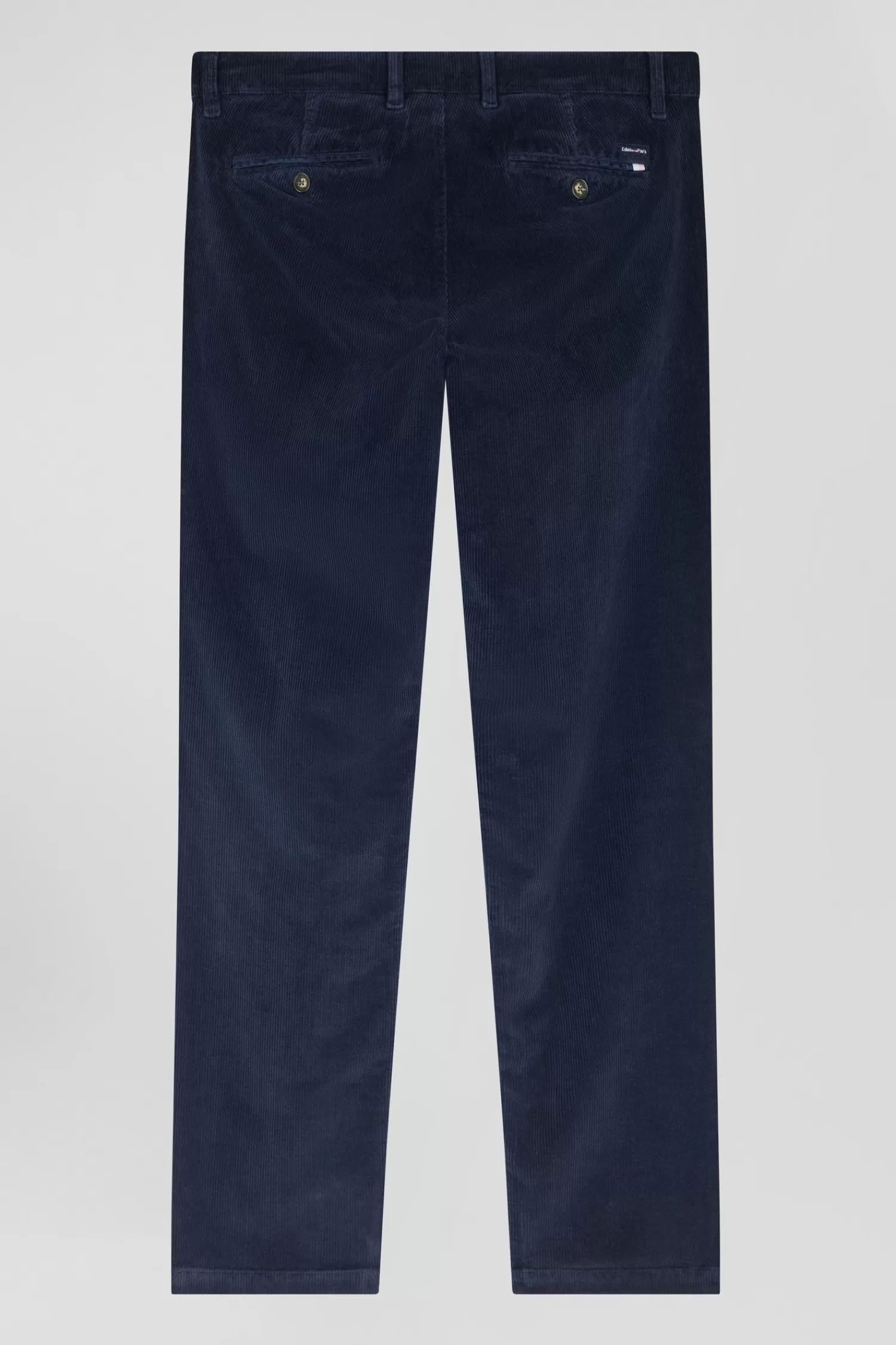 Eden Park Regular navy blue stretch cotton velvet chino trousers< Pants