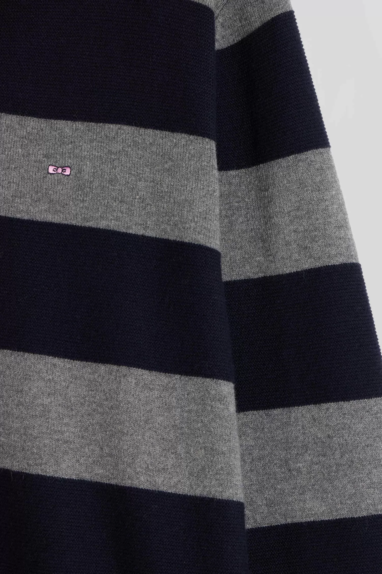 Eden Park Regular navy blue striped cotton and cashmere jumper with rugby shirt collar< Sweaters