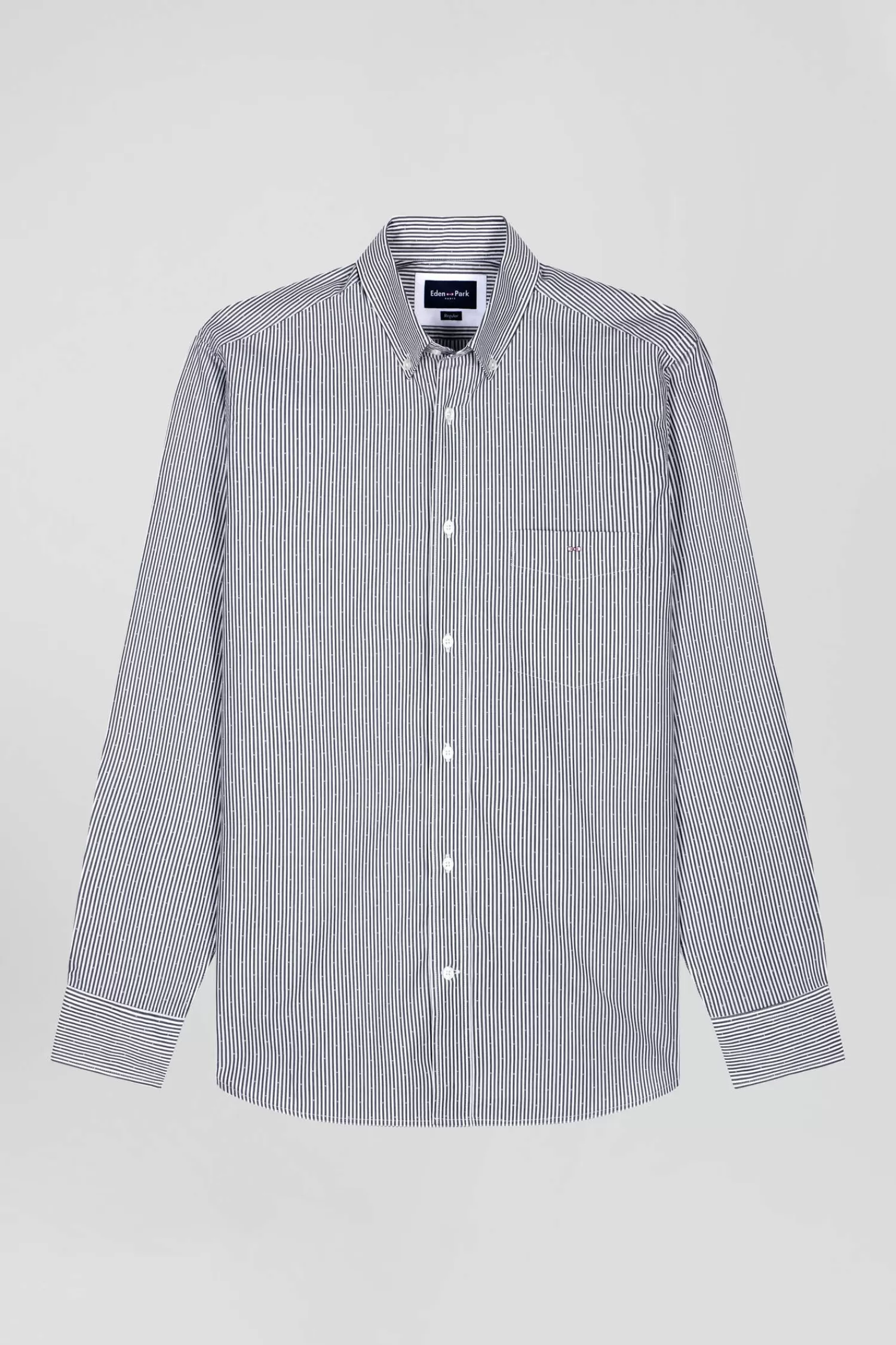 Eden Park Regular navy blue striped cotton jacquard shirt< Shirts