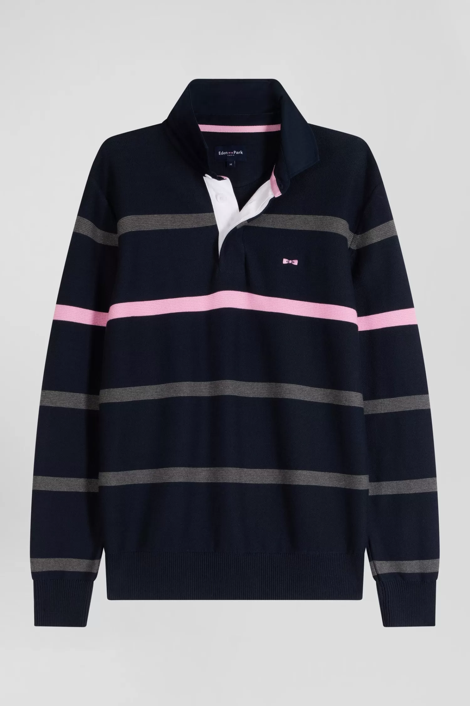 Eden Park Regular navy blue striped cotton polo neck jumper< Sweaters