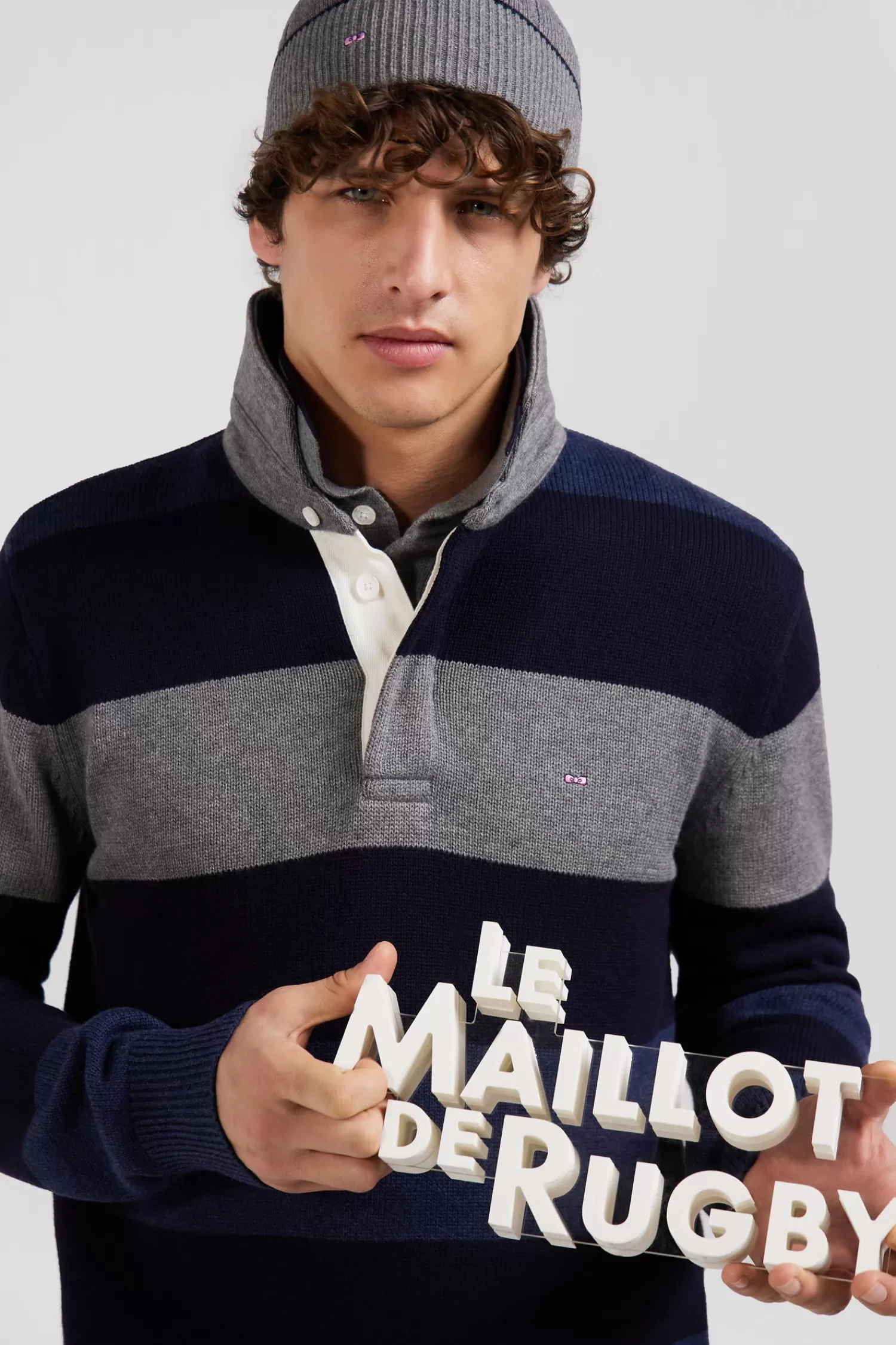 regular_navy_blue_striped_wool_and_cotton_jumper_with_rugby_shirt_collar_2.webp Eden Park Regular navy blue striped wool and cotton jumper with rugby shirt collar< Sweaters