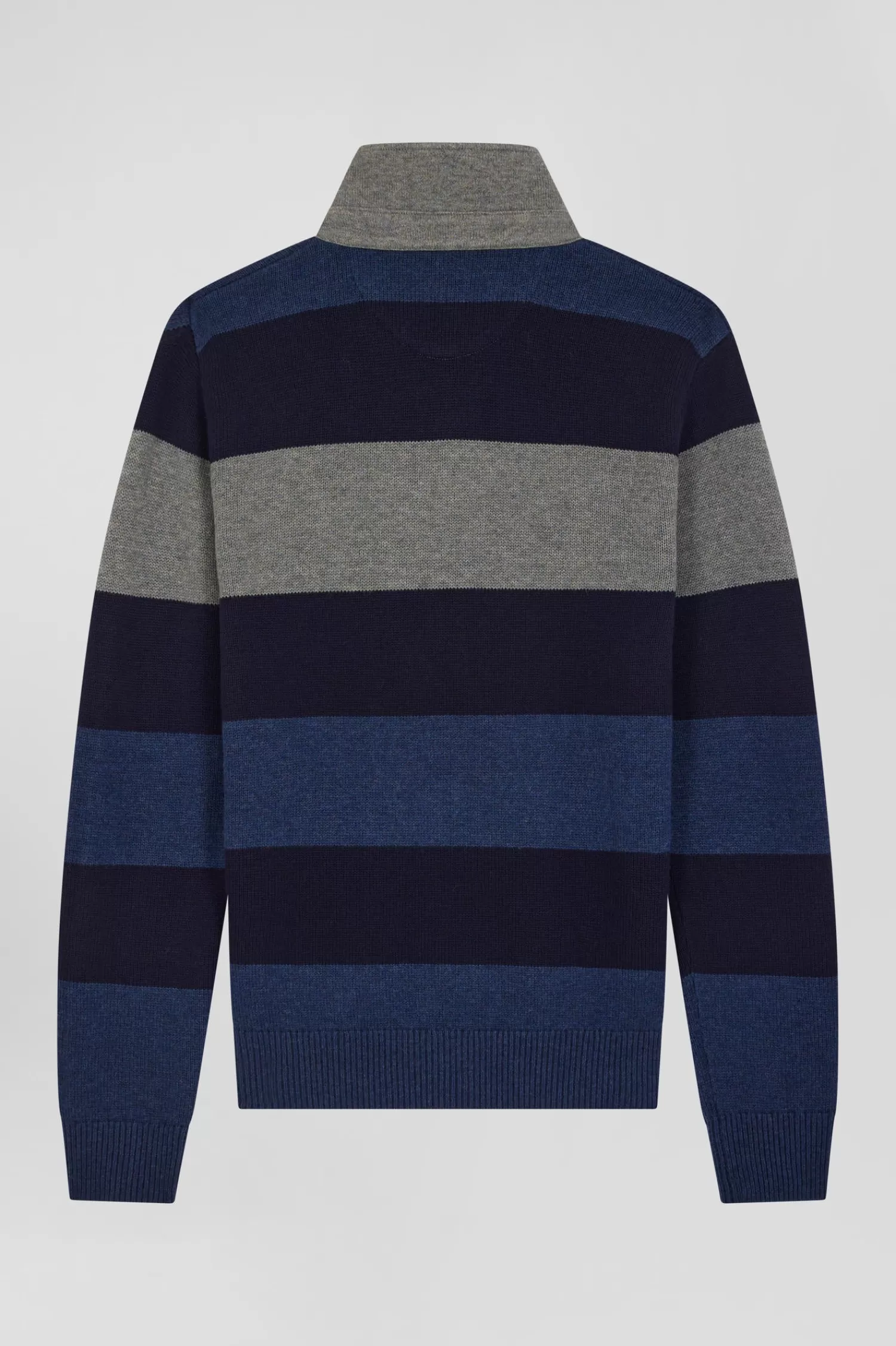 regular_navy_blue_striped_wool_and_cotton_jumper_with_rugby_shirt_collar_3.webp Eden Park Regular navy blue striped wool and cotton jumper with rugby shirt collar< Sweaters