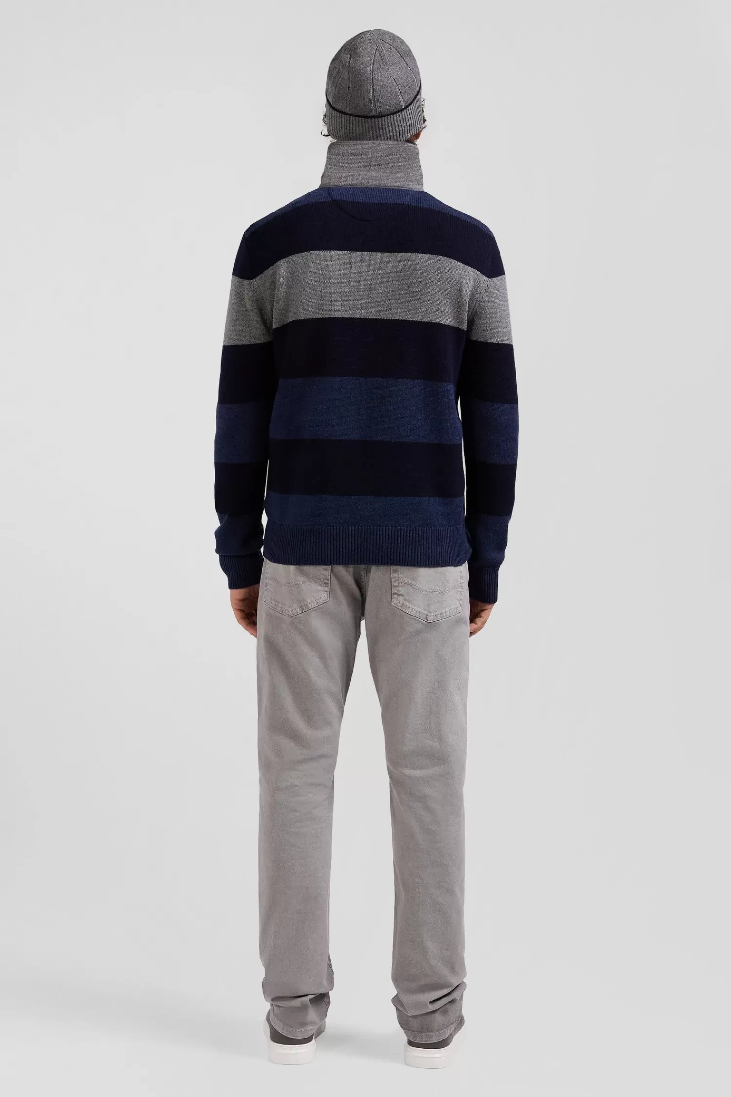 regular_navy_blue_striped_wool_and_cotton_jumper_with_rugby_shirt_collar_5.webp Eden Park Regular navy blue striped wool and cotton jumper with rugby shirt collar< Sweaters