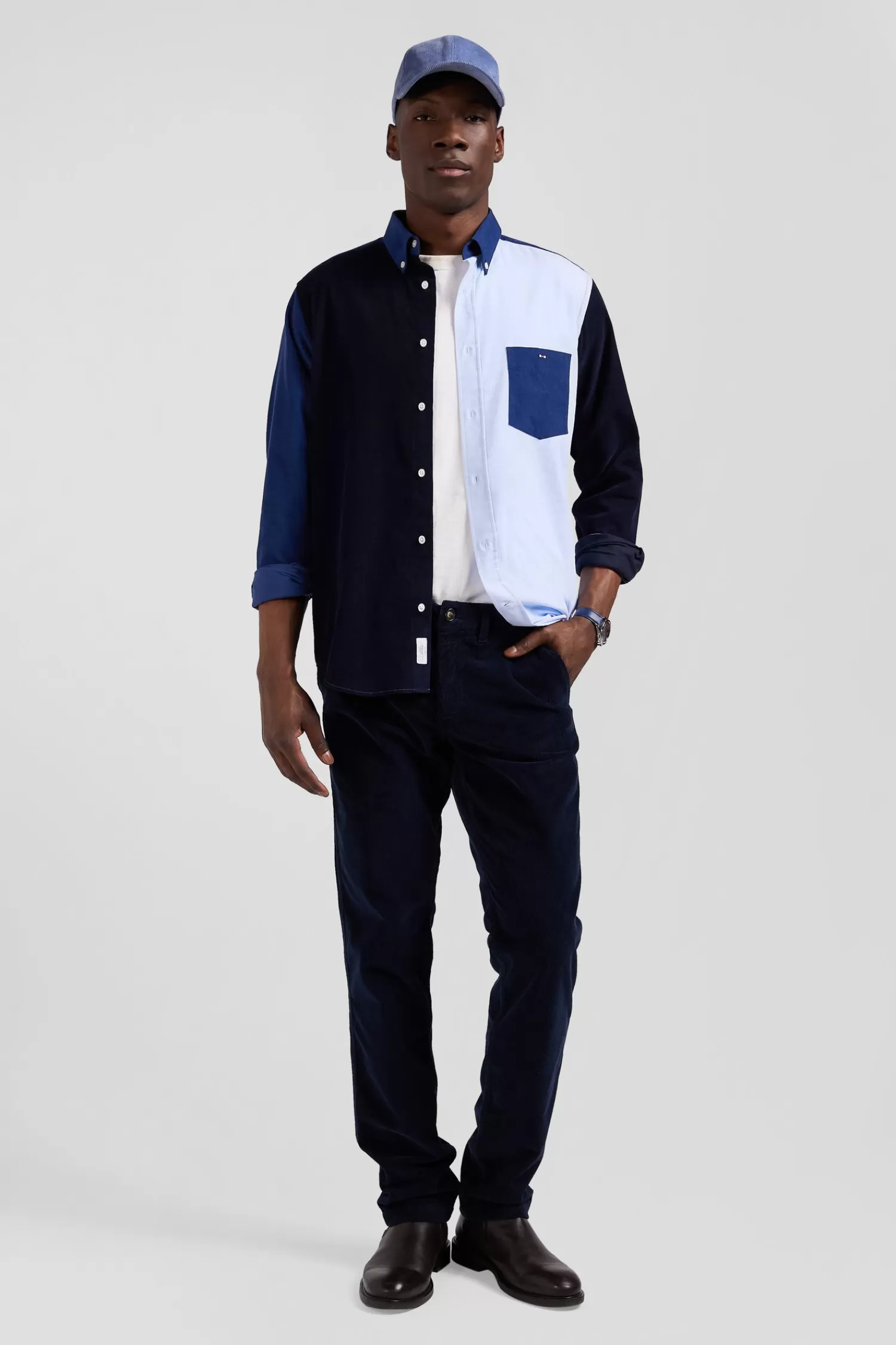 Eden Park Regular navy blue tricolour cotton shirt< Shirts