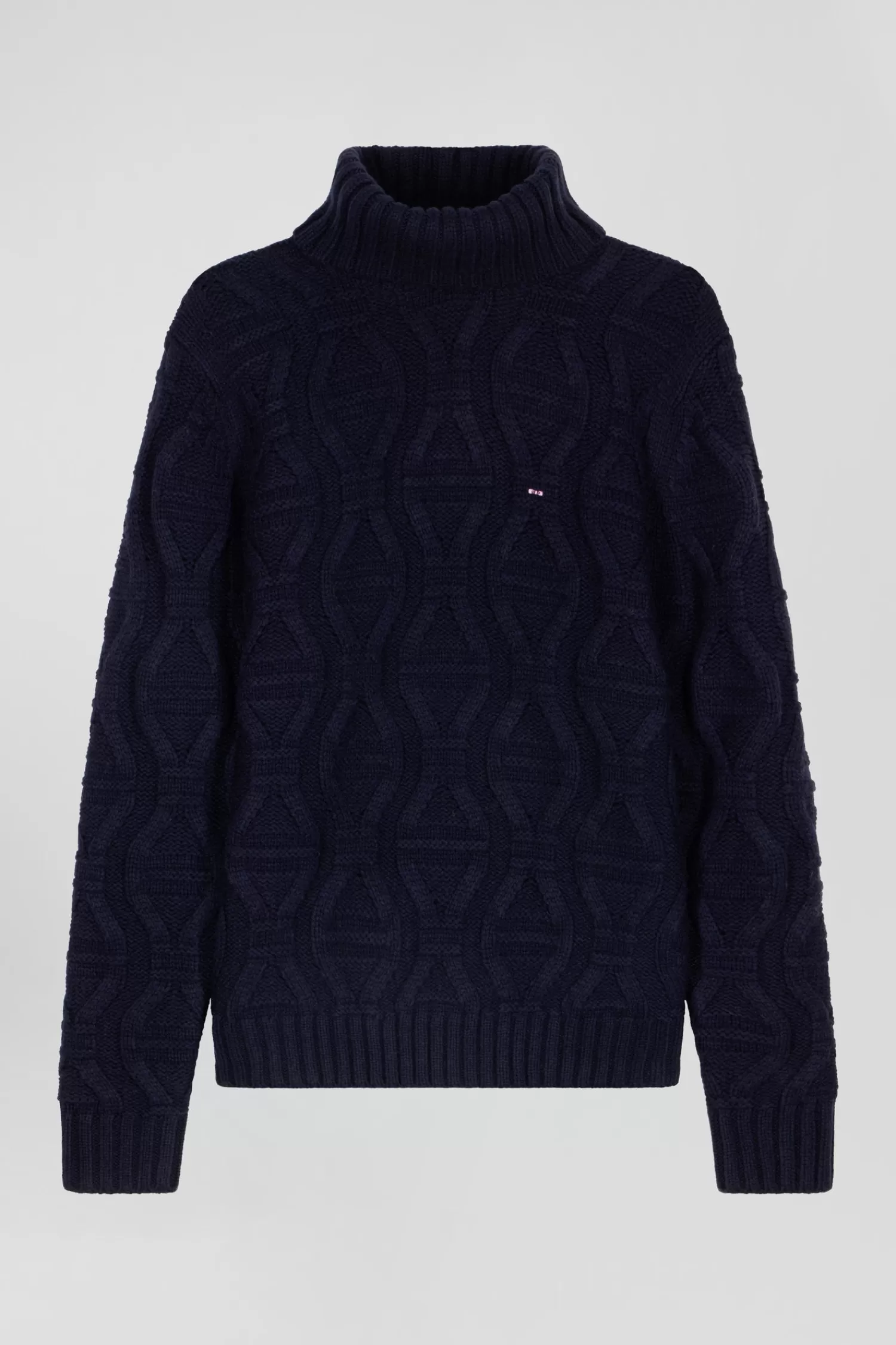 Eden Park Regular navy blue virgin wool and recycled polyamide turtleneck jumper with 3D knitting< Sweaters