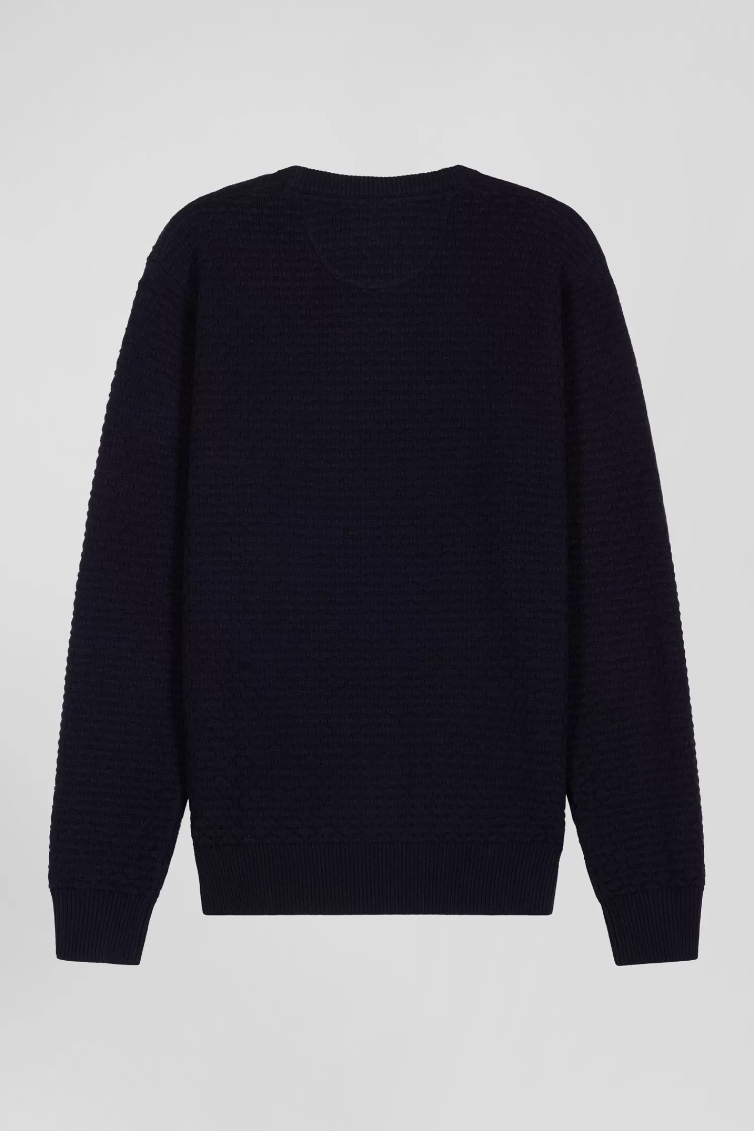 regular_navy_blue_wool_and_cotton_crew_neck_jumper_with_micro_bow_tie_effect_3.webp Eden Park Regular navy blue wool and cotton crew neck jumper with micro bow tie effect< Sweaters