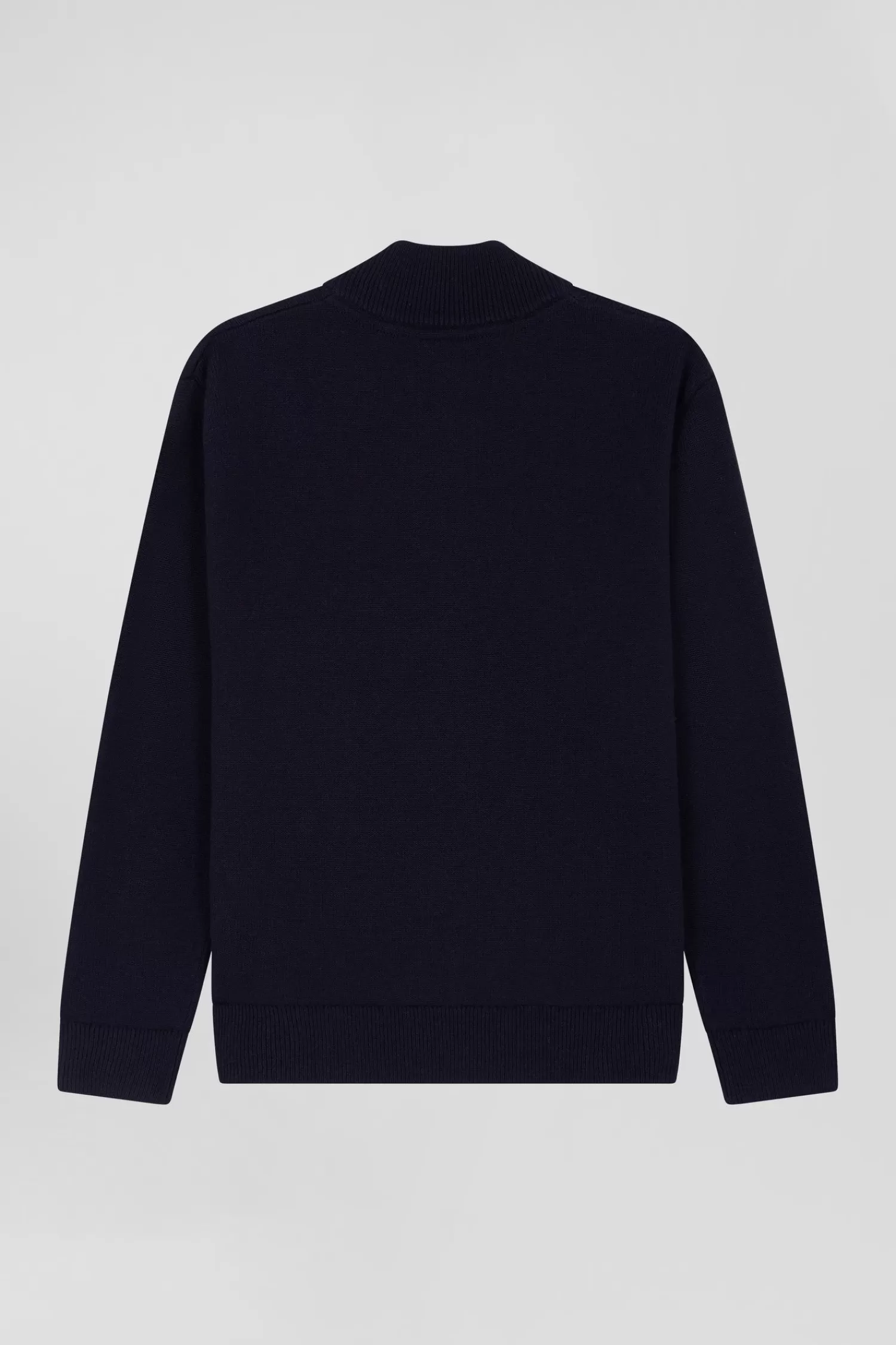 Eden Park Regular navy blue wool and cotton high collar zipped cardigan<Kids Kids