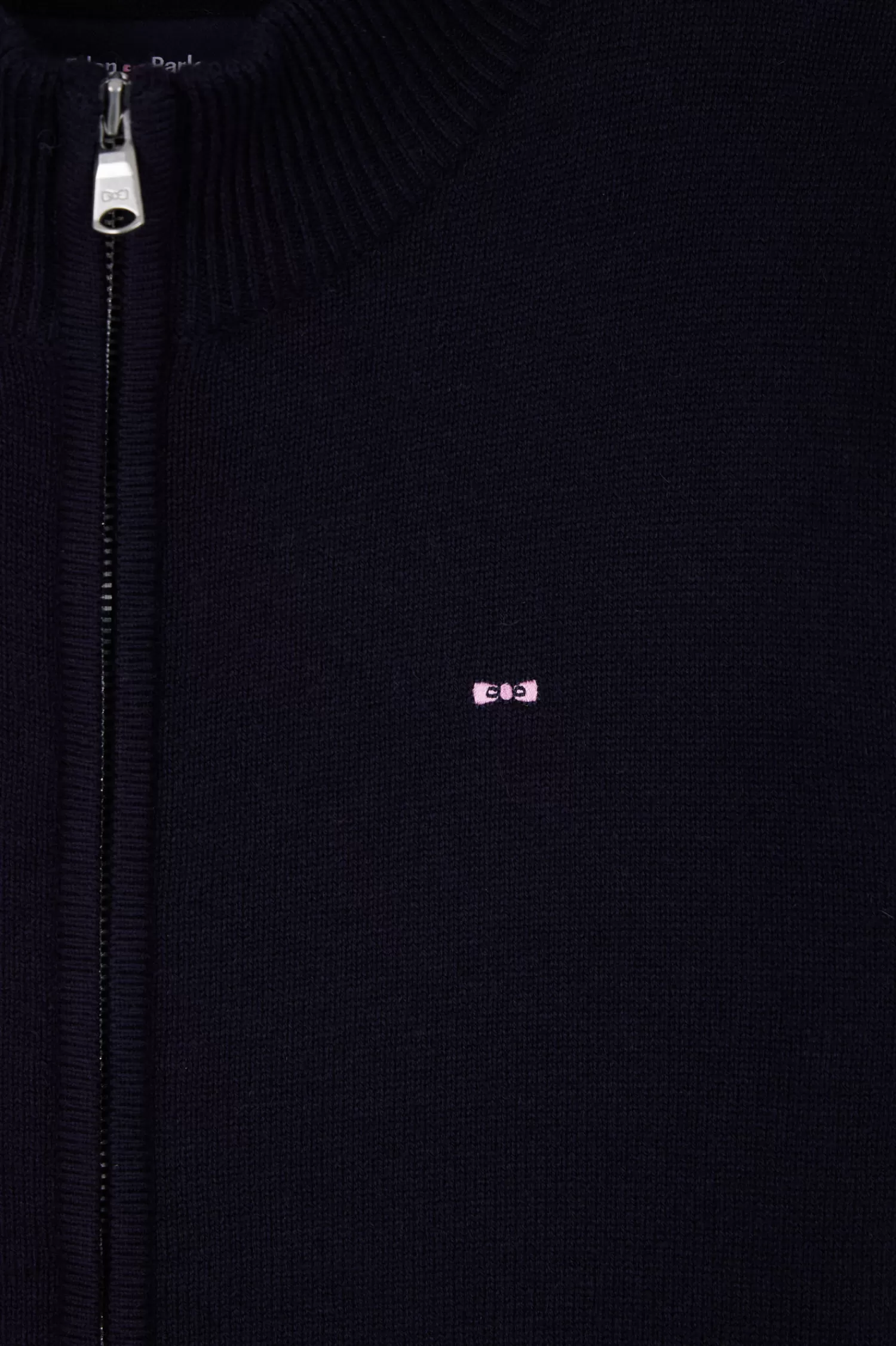 Eden Park Regular navy blue wool and cotton high collar zipped cardigan<Kids Kids