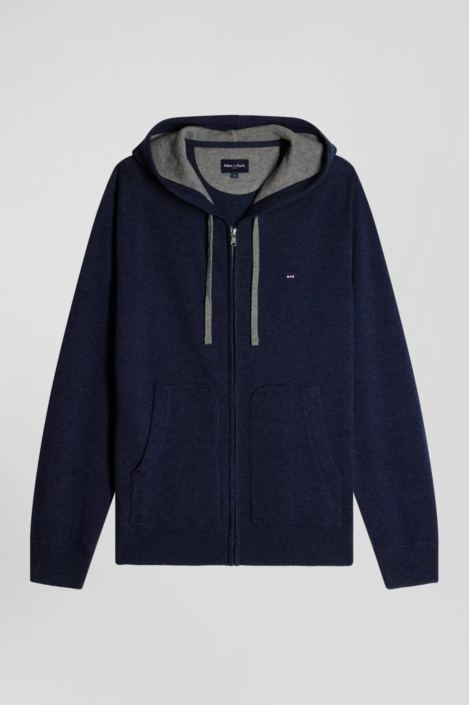 Eden Park Regular navy blue wool and cotton knitted zip-up jumper< Cardigans