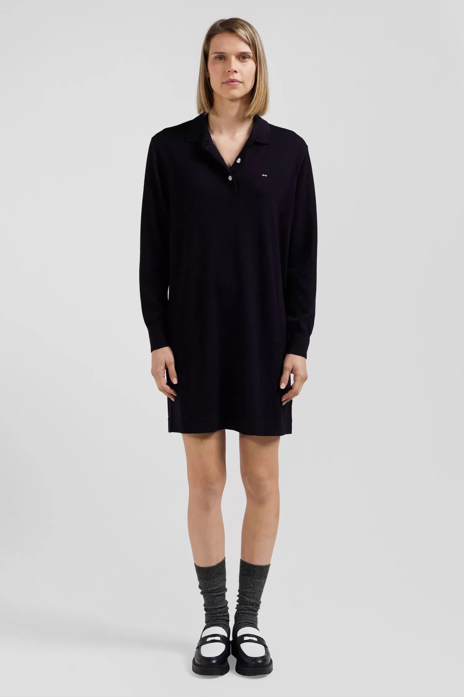 Eden Park Regular navy blue wool dress with rugby shirt collar<Women Dresses And Skirts