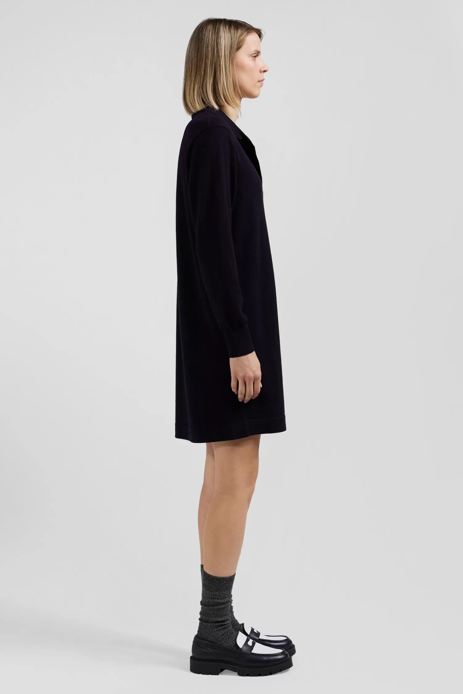 regular_navy_blue_wool_dress_with_rugby_shirt_collar_4.webp Eden Park Regular navy blue wool dress with rugby shirt collar<Women Dresses And Skirts