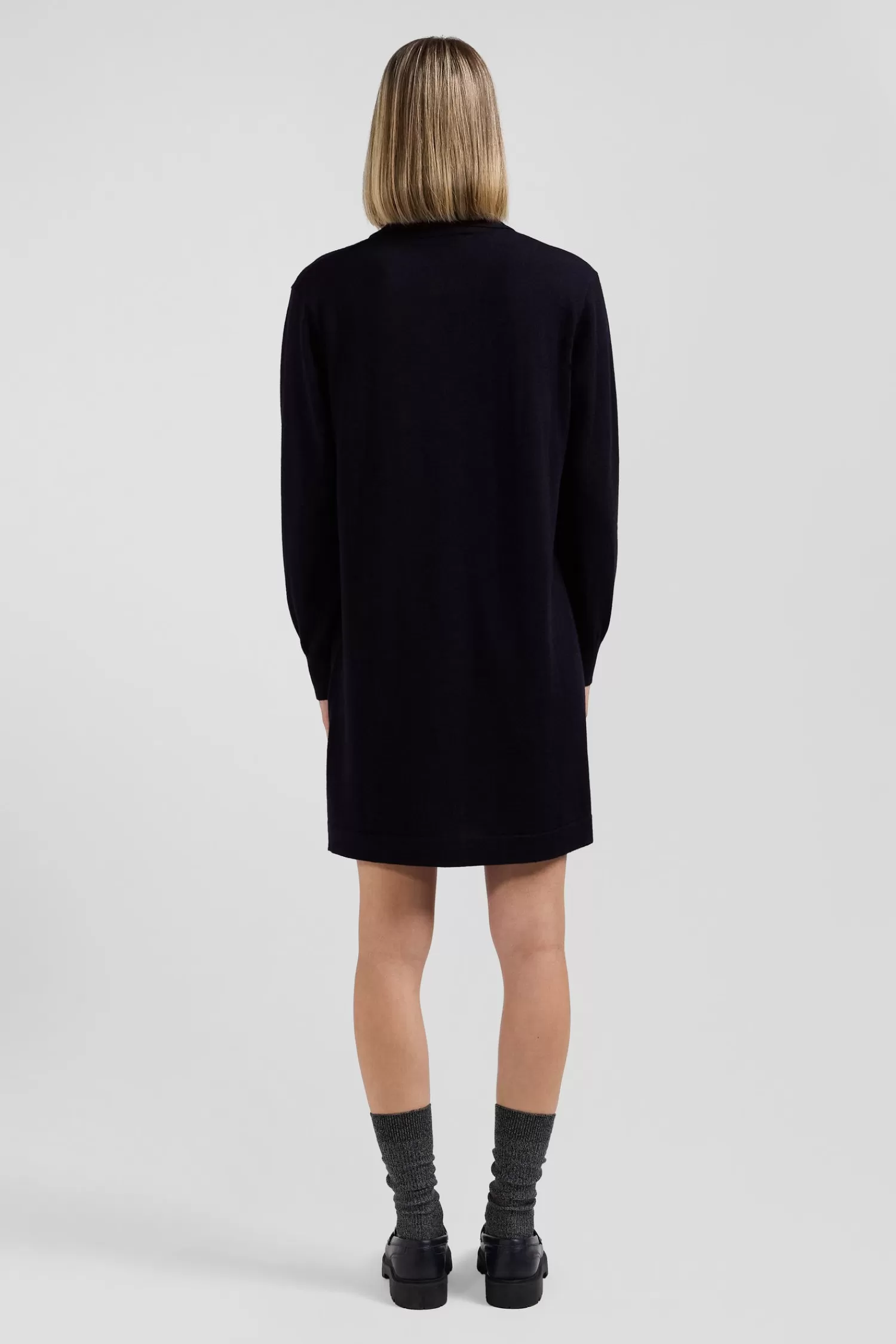 regular_navy_blue_wool_dress_with_rugby_shirt_collar_5.webp Eden Park Regular navy blue wool dress with rugby shirt collar<Women Dresses And Skirts