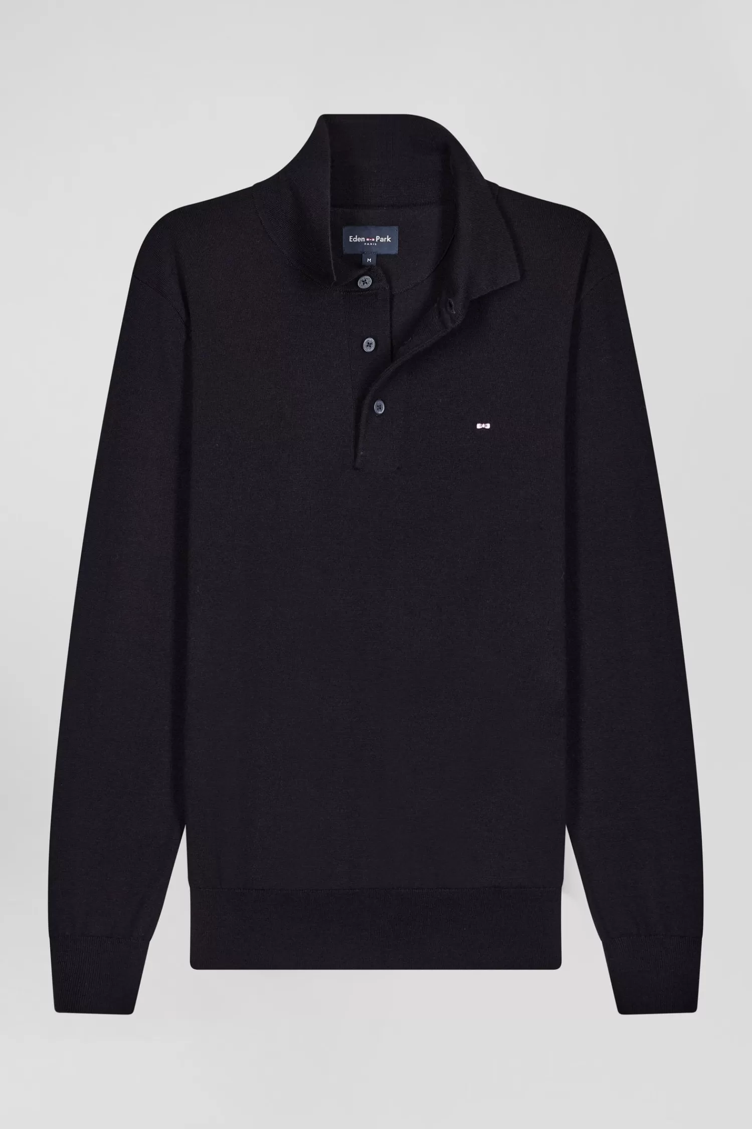 Eden Park Regular navy blue wool jersey jumper with rugby shirt collar< Sweaters