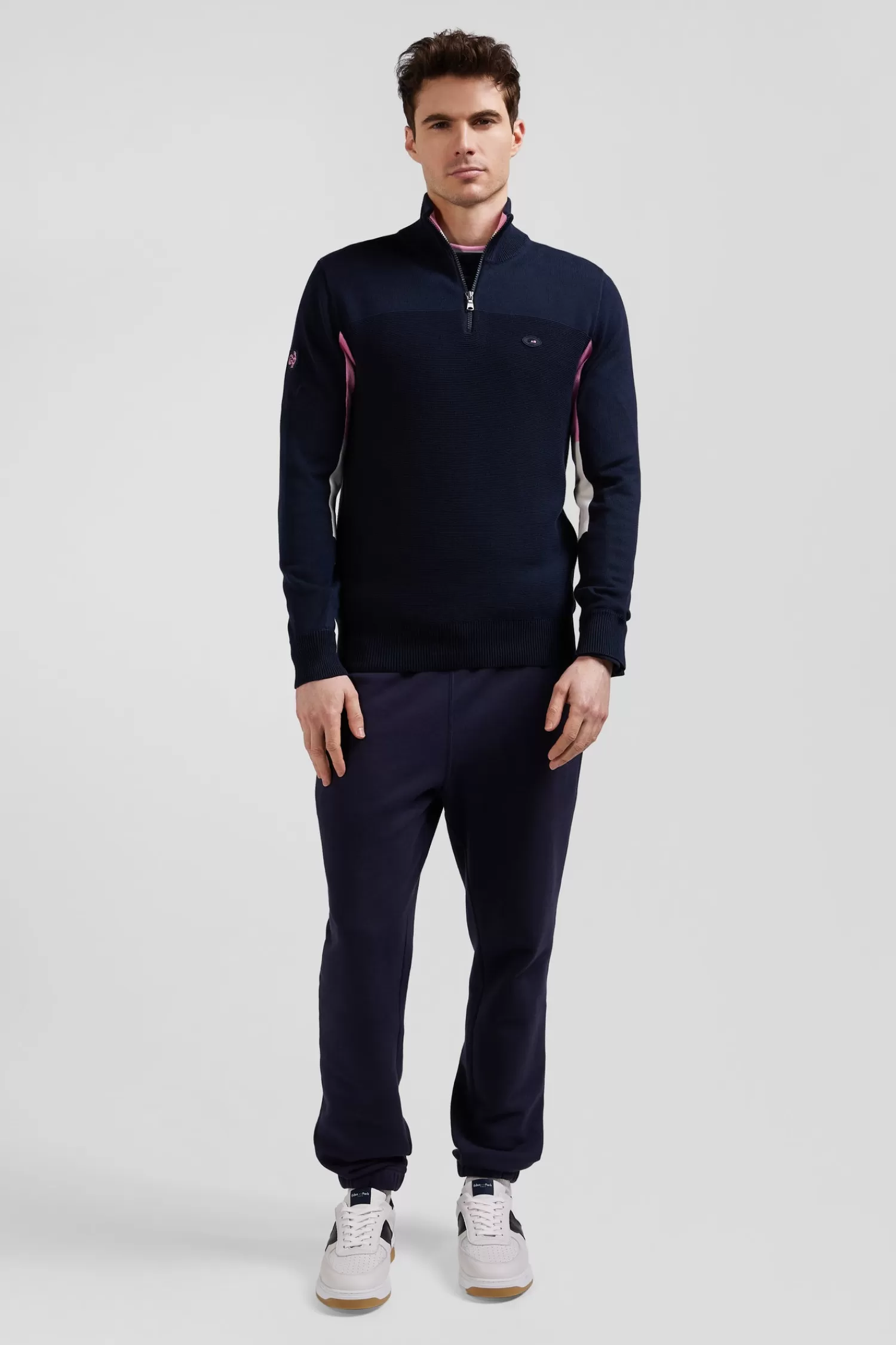 Eden Park Regular navy blue XV de France cotton semi-zipped jumper< Sweaters
