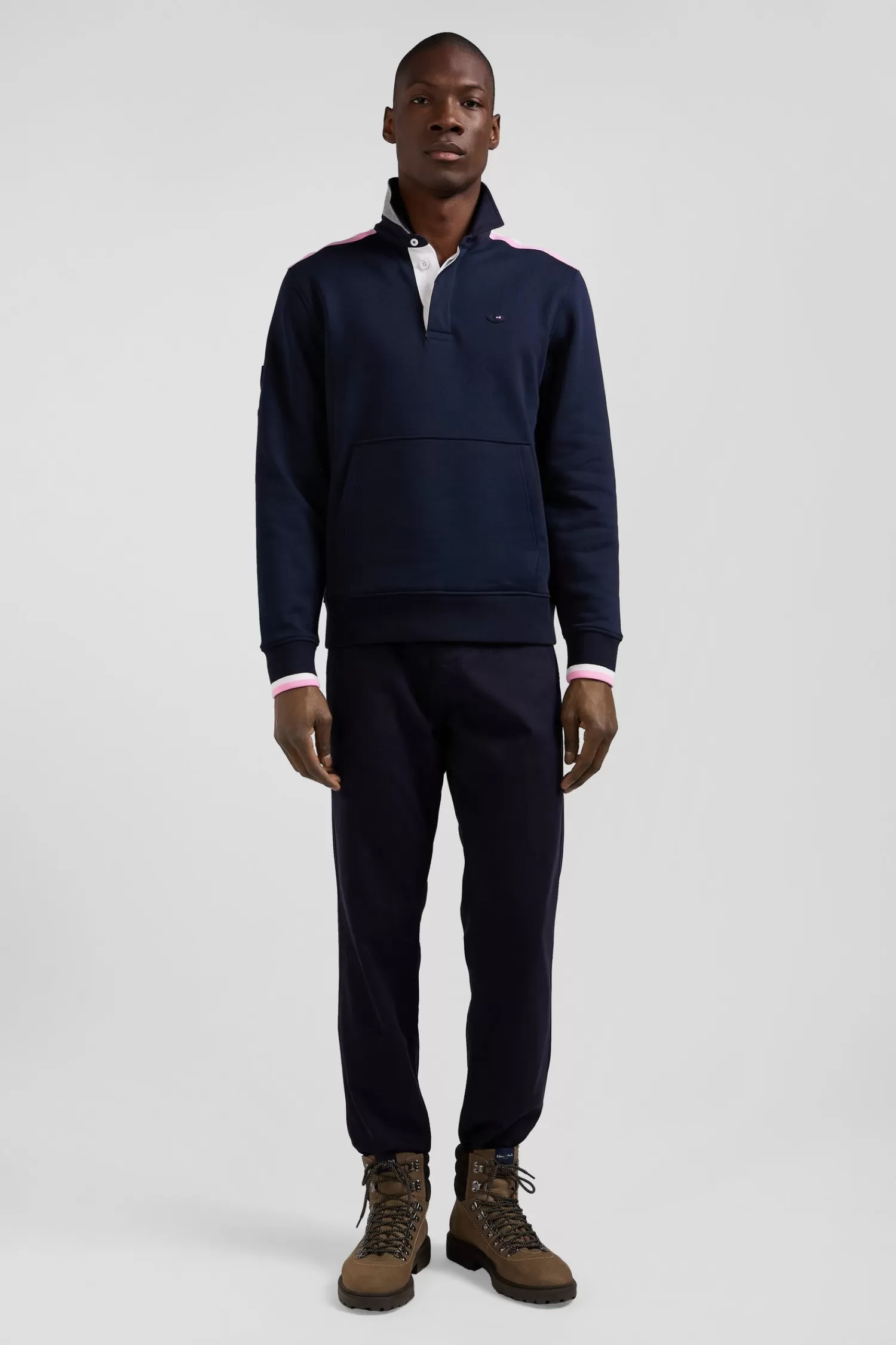 Eden Park Regular navy blue XV de France cotton sweatshirt with rugby shirt collar< Sweatshirts