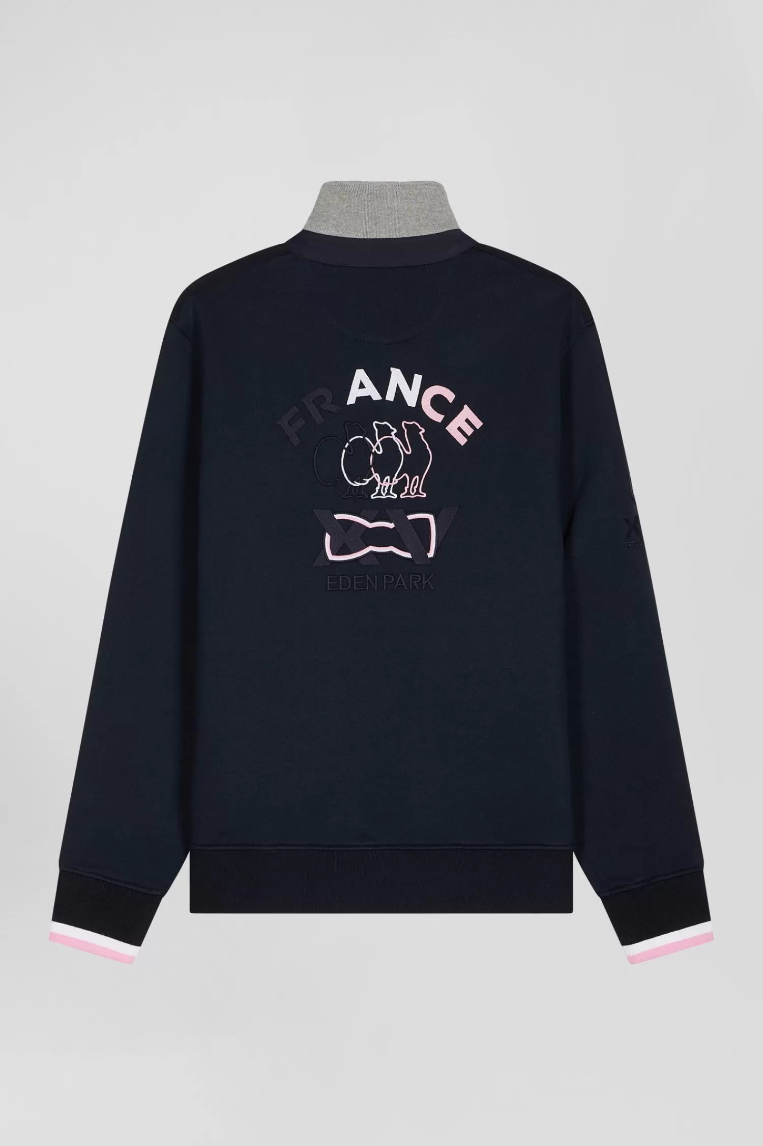 Eden Park Regular navy blue XV de France cotton sweatshirt with rugby shirt collar< Sweatshirts