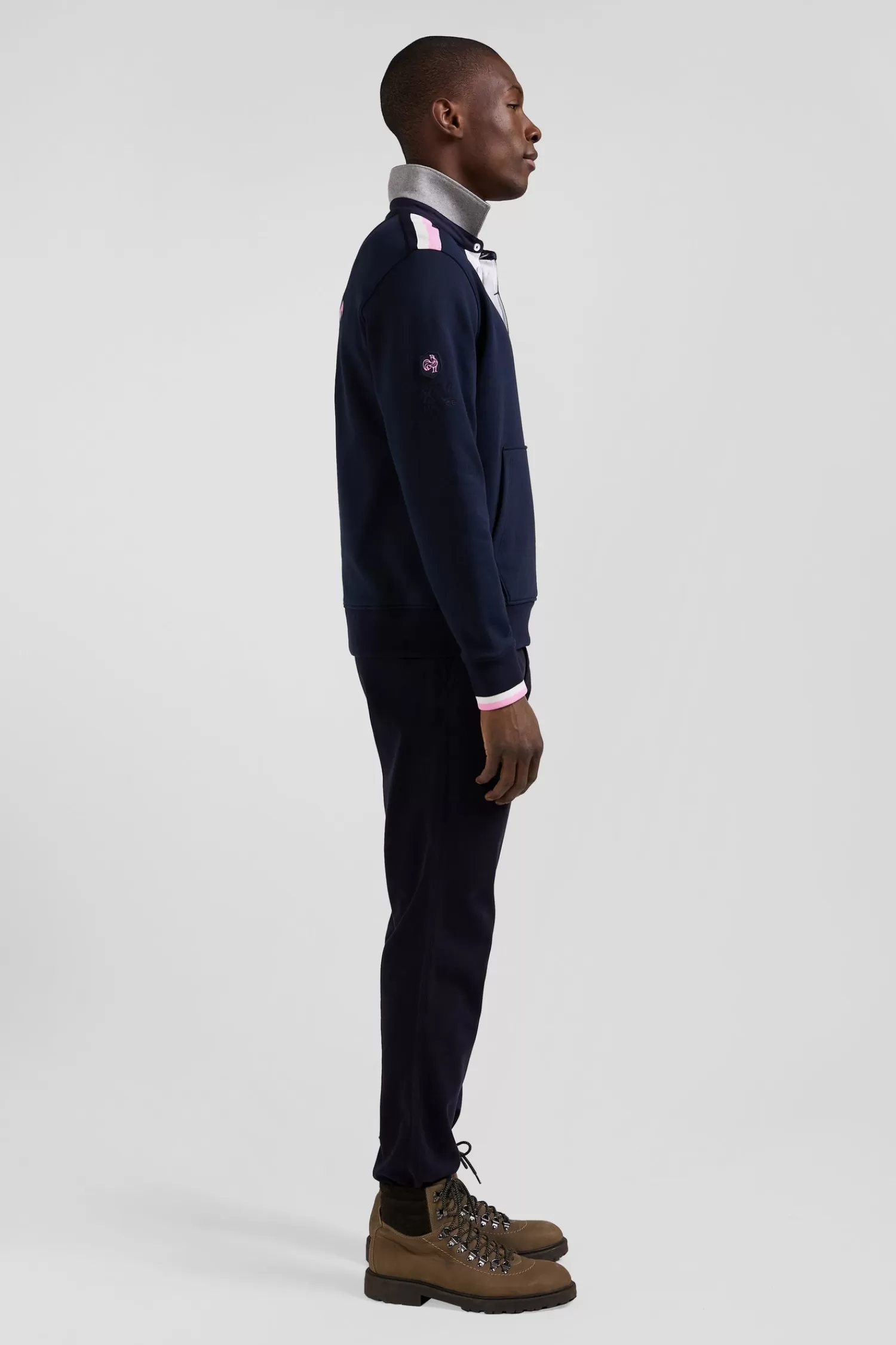 Eden Park Regular navy blue XV de France cotton sweatshirt with rugby shirt collar< Sweatshirts