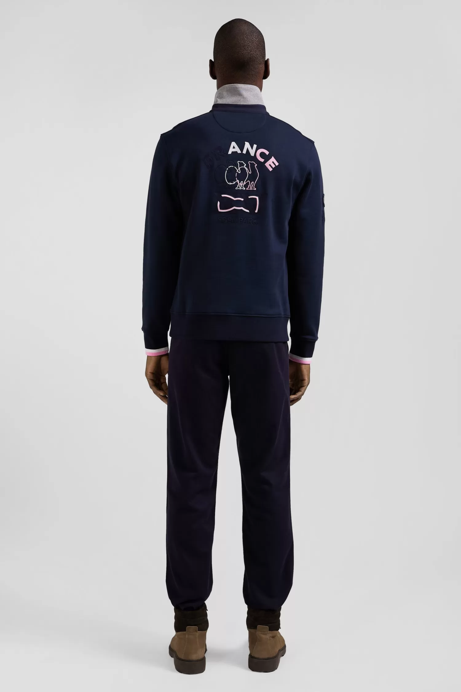 Eden Park Regular navy blue XV de France cotton sweatshirt with rugby shirt collar< Sweatshirts