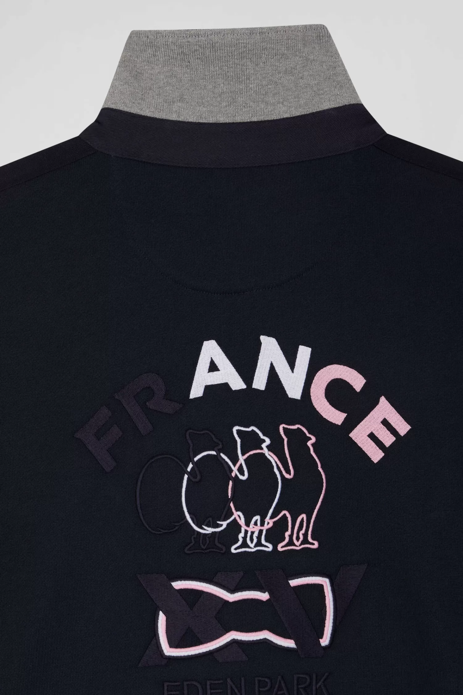 Eden Park Regular navy blue XV de France cotton sweatshirt with rugby shirt collar< Sweatshirts