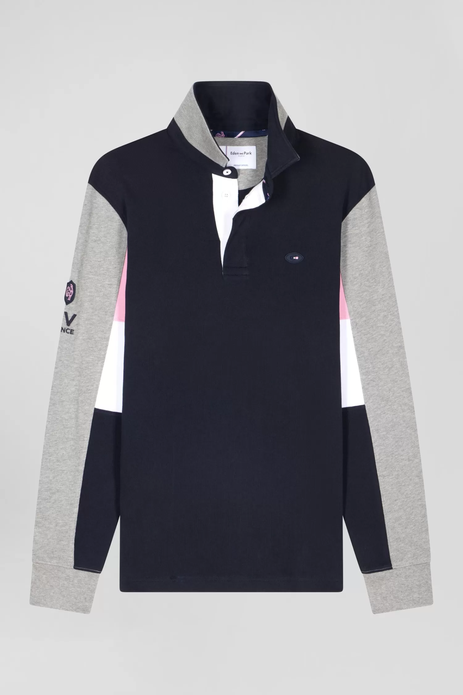 Eden Park Regular navy blue XV de France long-sleeved cotton rugby shirt< Rugby Shirts