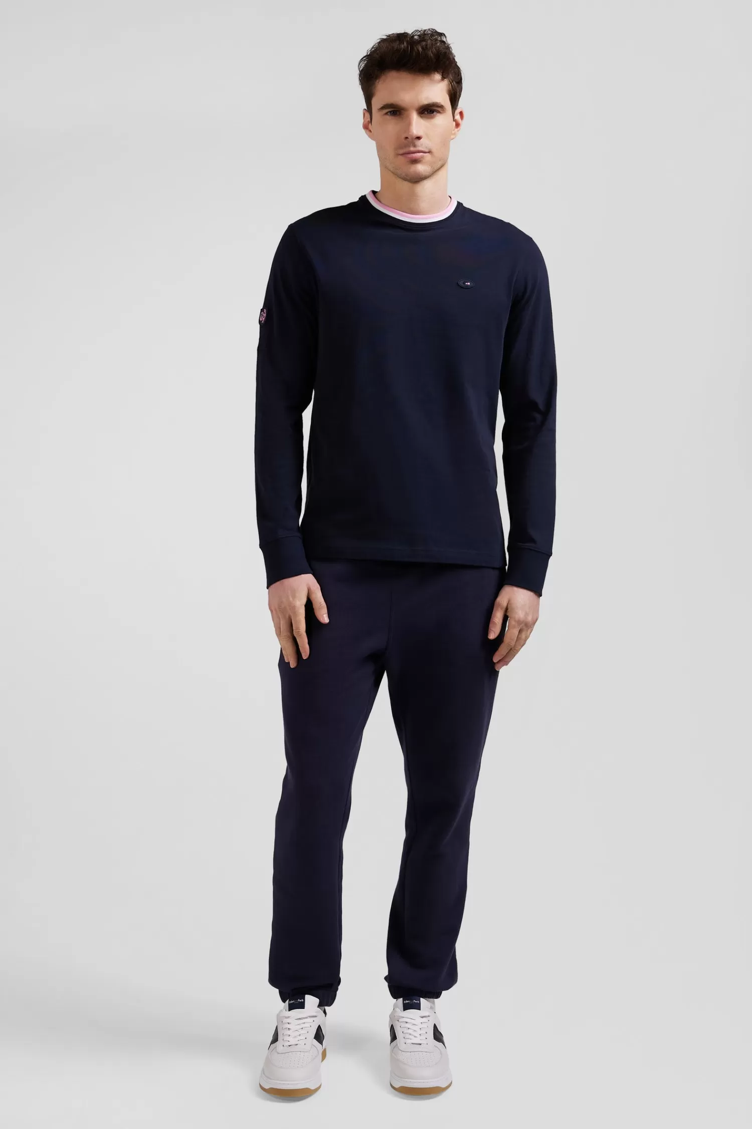 Eden Park Regular navy blue XV de France long-sleeved cotton T-shirt< T-shirts