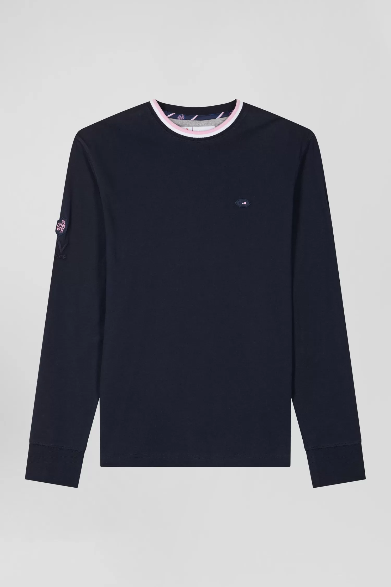Eden Park Regular navy blue XV de France long-sleeved cotton T-shirt< T-shirts