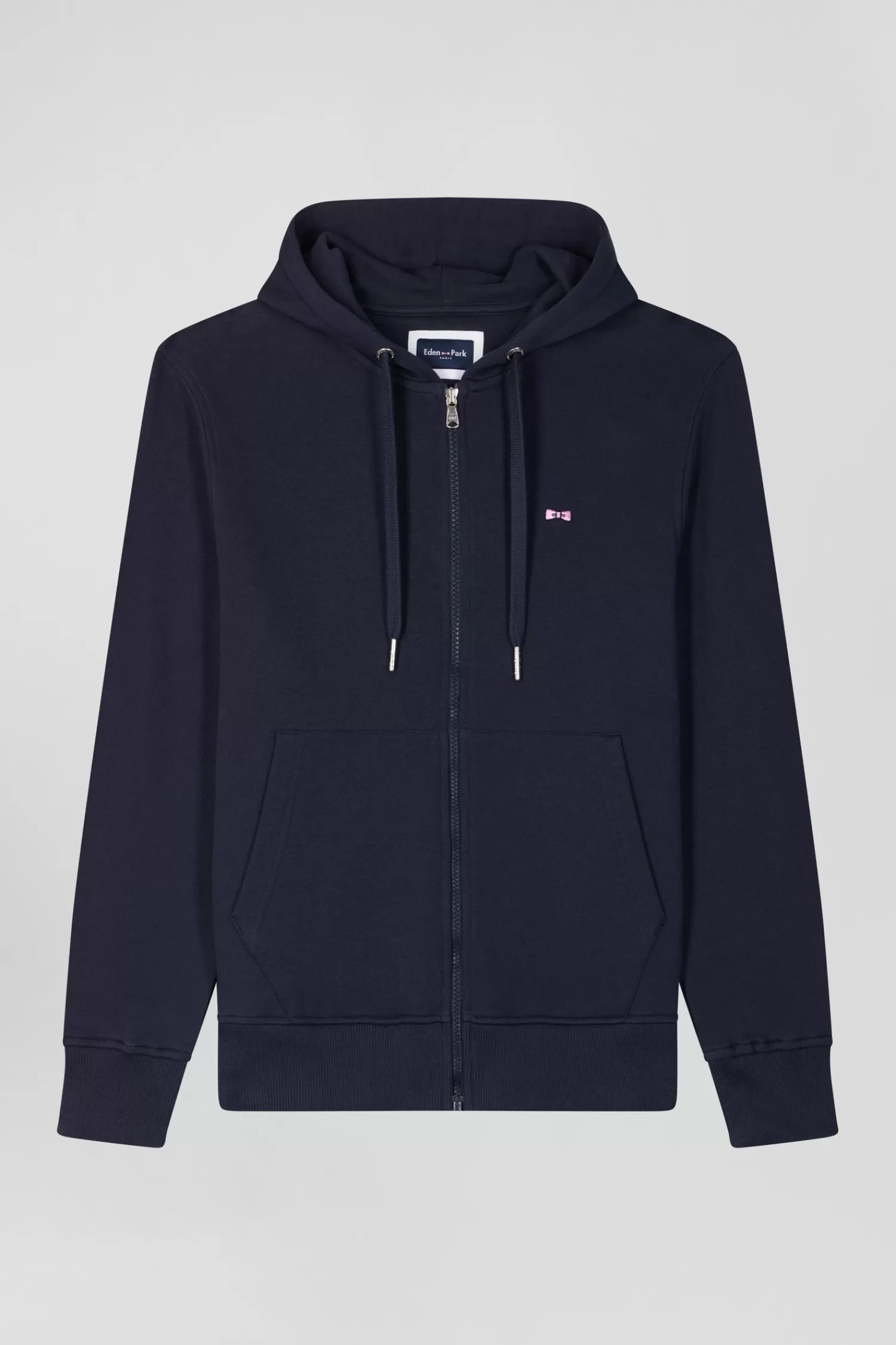 Eden Park Regular navy blue zipped brushed cotton fleece hoodie< Sweatshirts