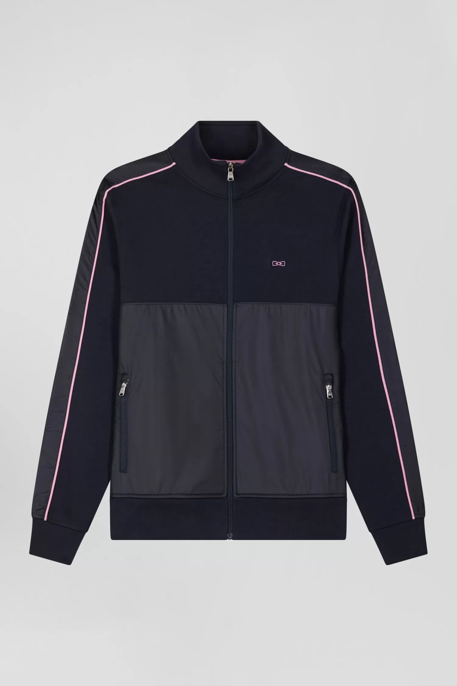 Eden Park Regular navy blue zipped cotton blend sweatshirt< Sweatshirts