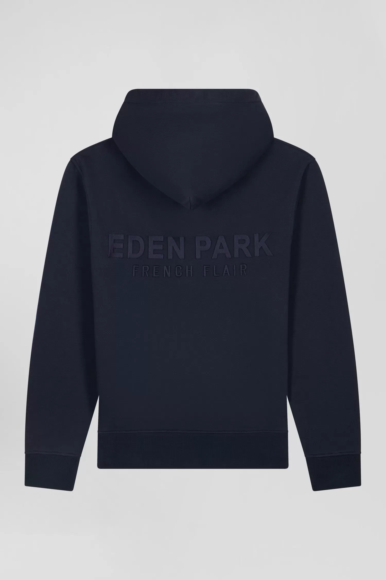 Eden Park Regular navy brushed cotton fleece hoodie with embroidery< Sweatshirts