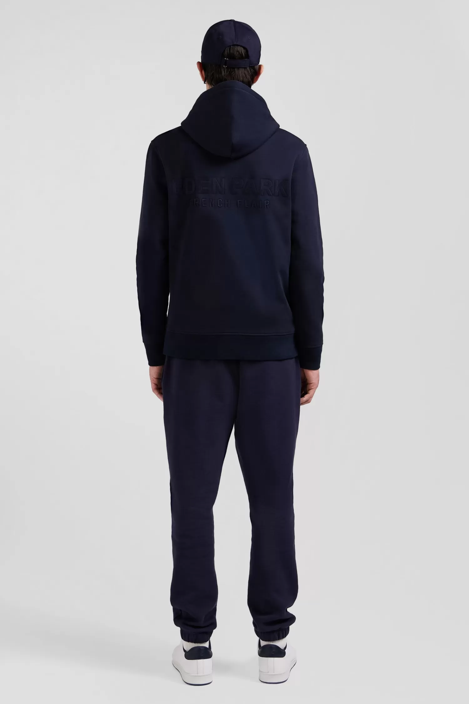 Eden Park Regular navy brushed cotton fleece hoodie with embroidery< Sweatshirts