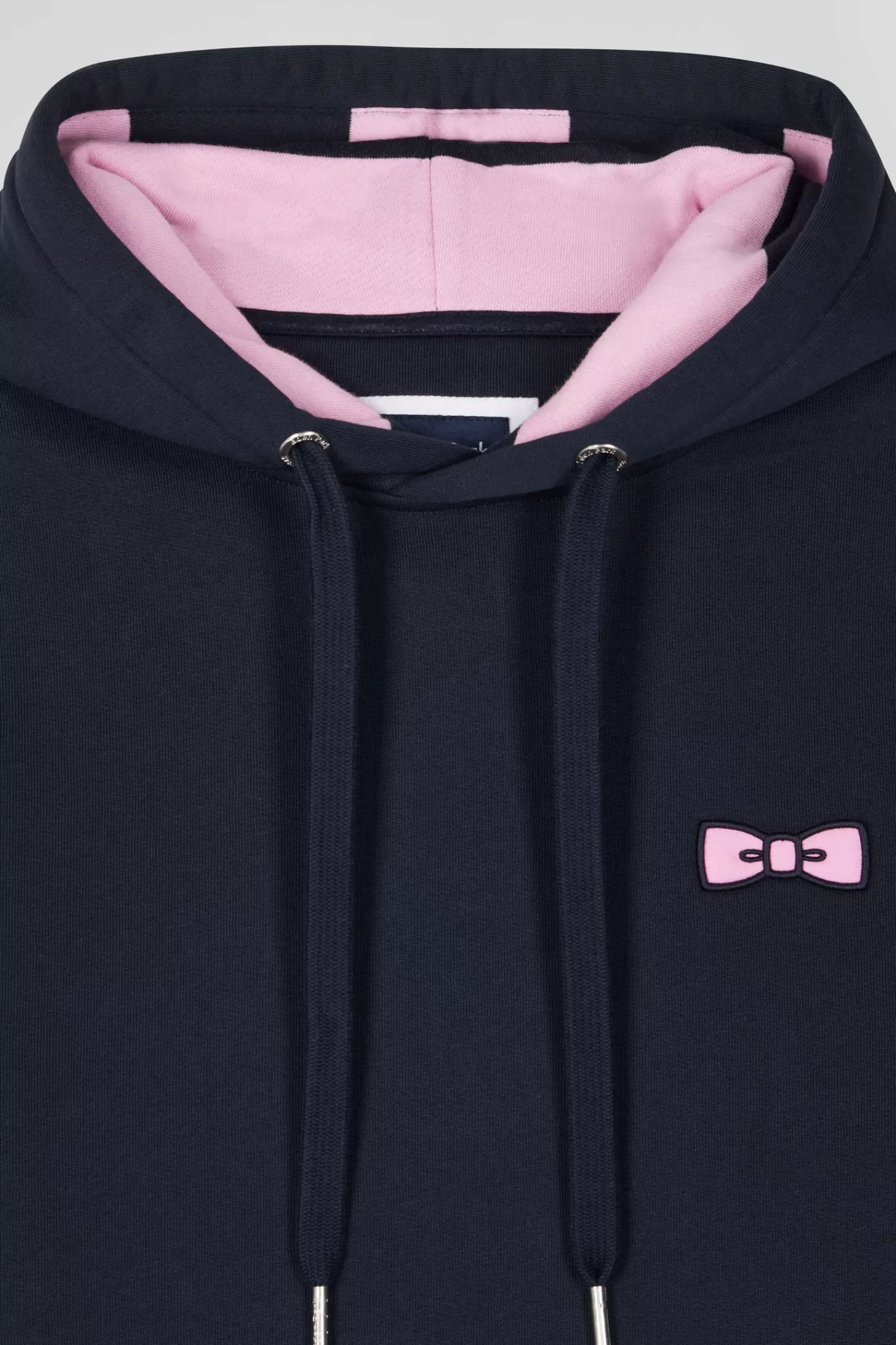 Eden Park Regular navy brushed cotton fleece hoodie with embroidery< Sweatshirts