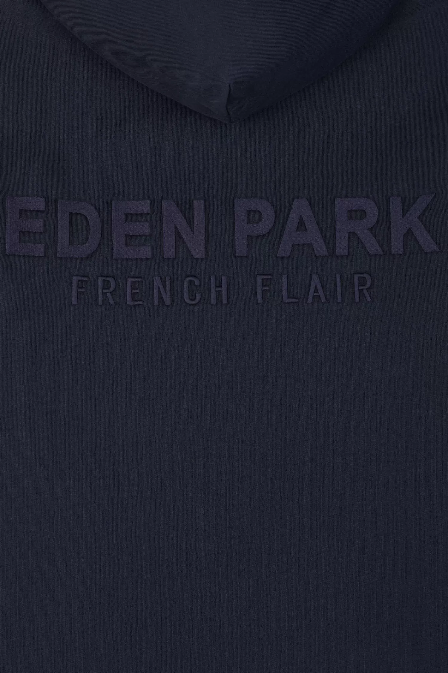 Eden Park Regular navy brushed cotton fleece hoodie with embroidery< Sweatshirts