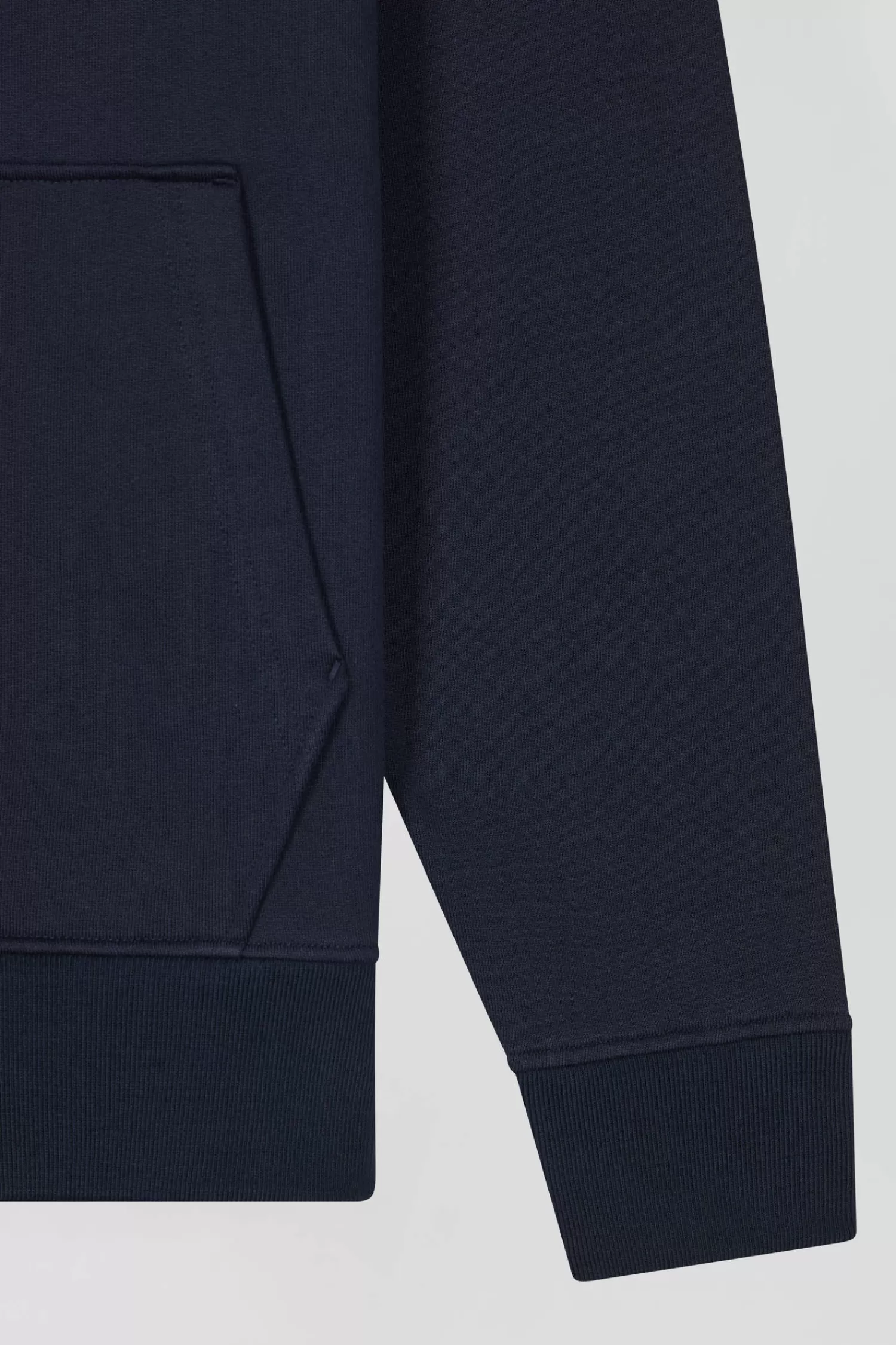 Eden Park Regular navy brushed cotton fleece hoodie with embroidery< Sweatshirts