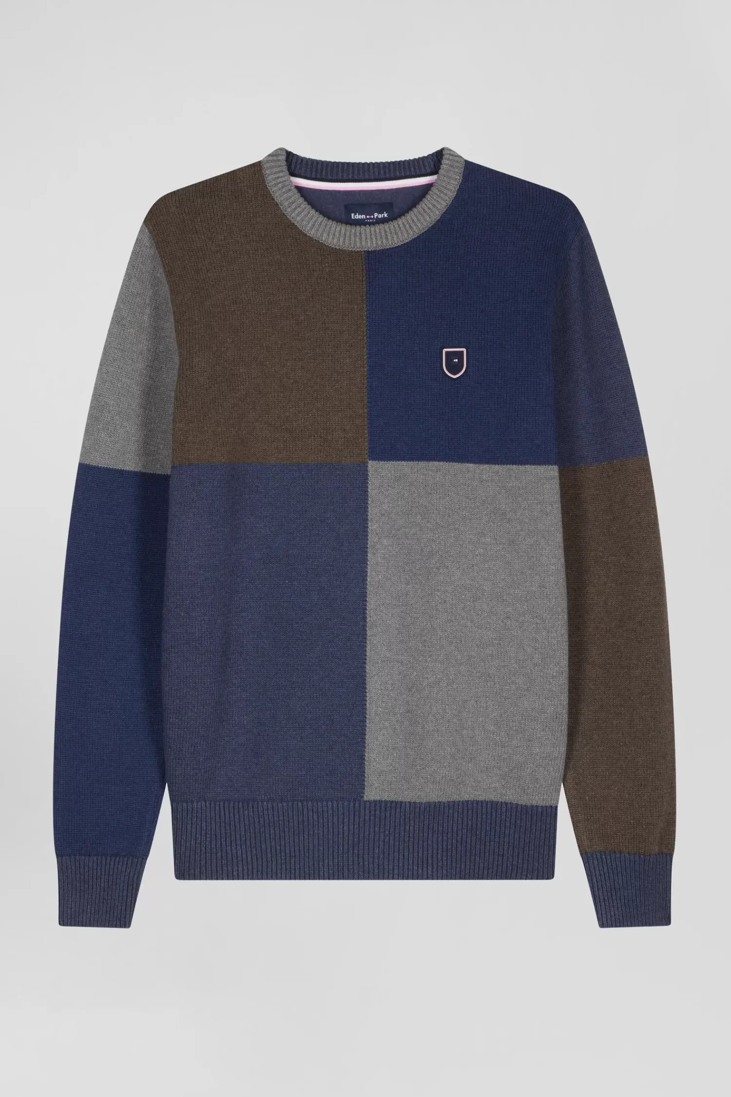 Eden Park Regular navy colourblock Barbarian cotton crew neck jumper< Sweaters